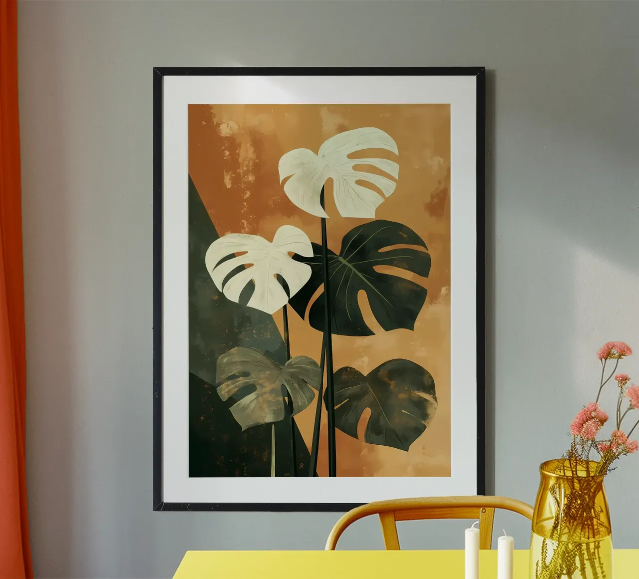 monstera tropicale foglie poster con telaio in legno da Robert Wiesner