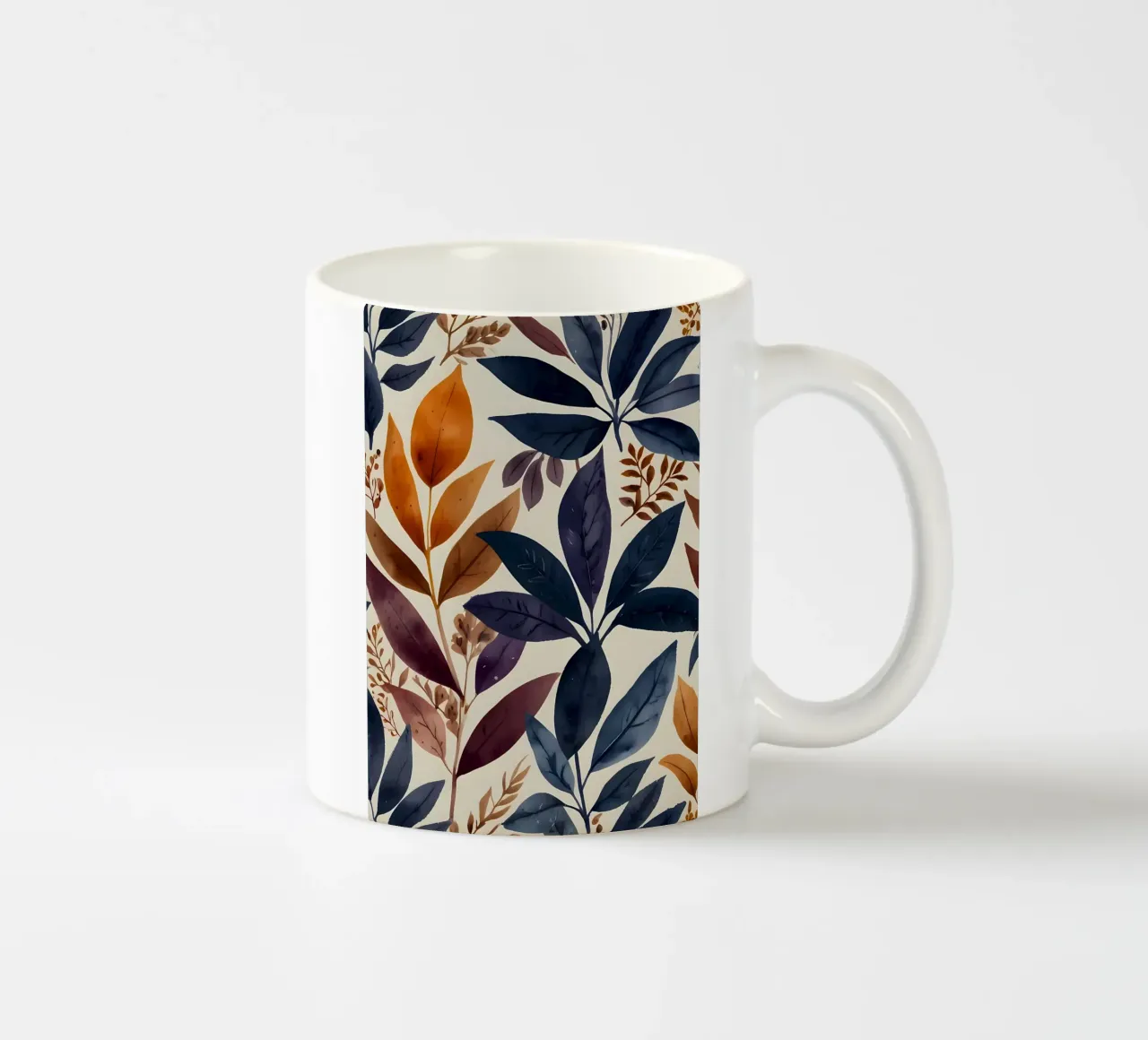 bladeren bladeren blauw keramische mok van Robert Wiesner