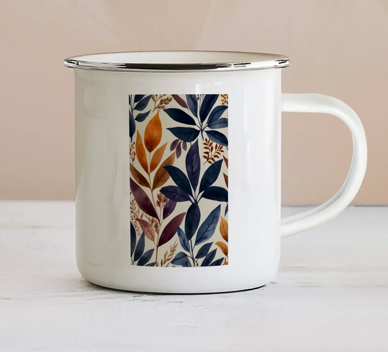 foglie fogliame foglie blu tazza in smalto da Robert Wiesner