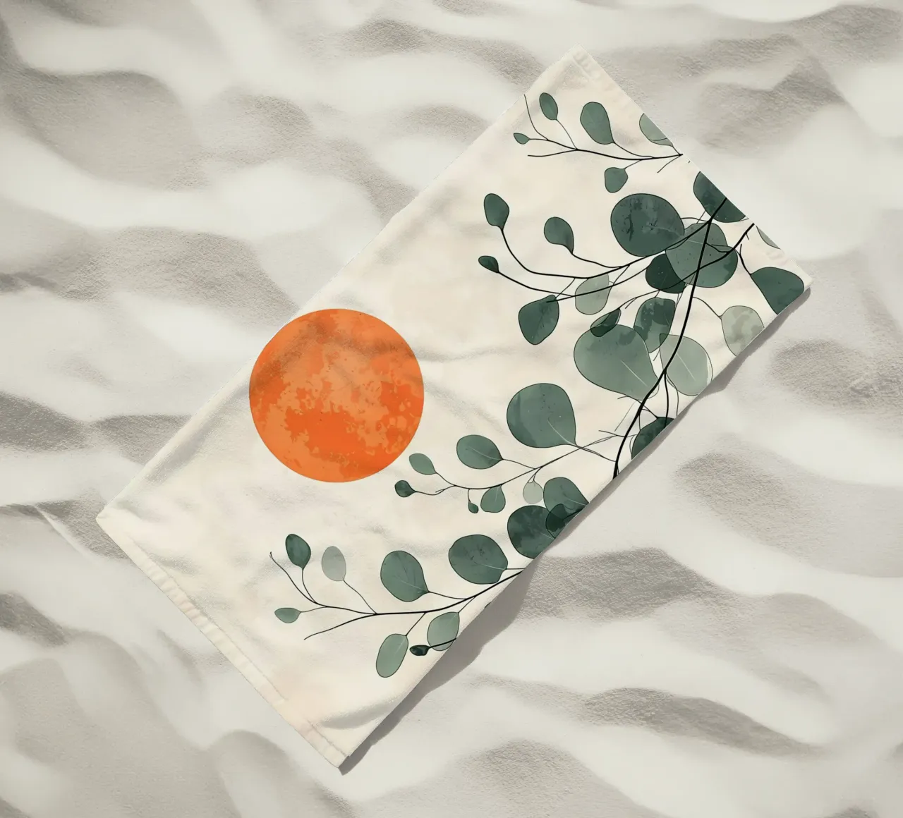 sun orange circle minimal beach towel by Robert Wiesner