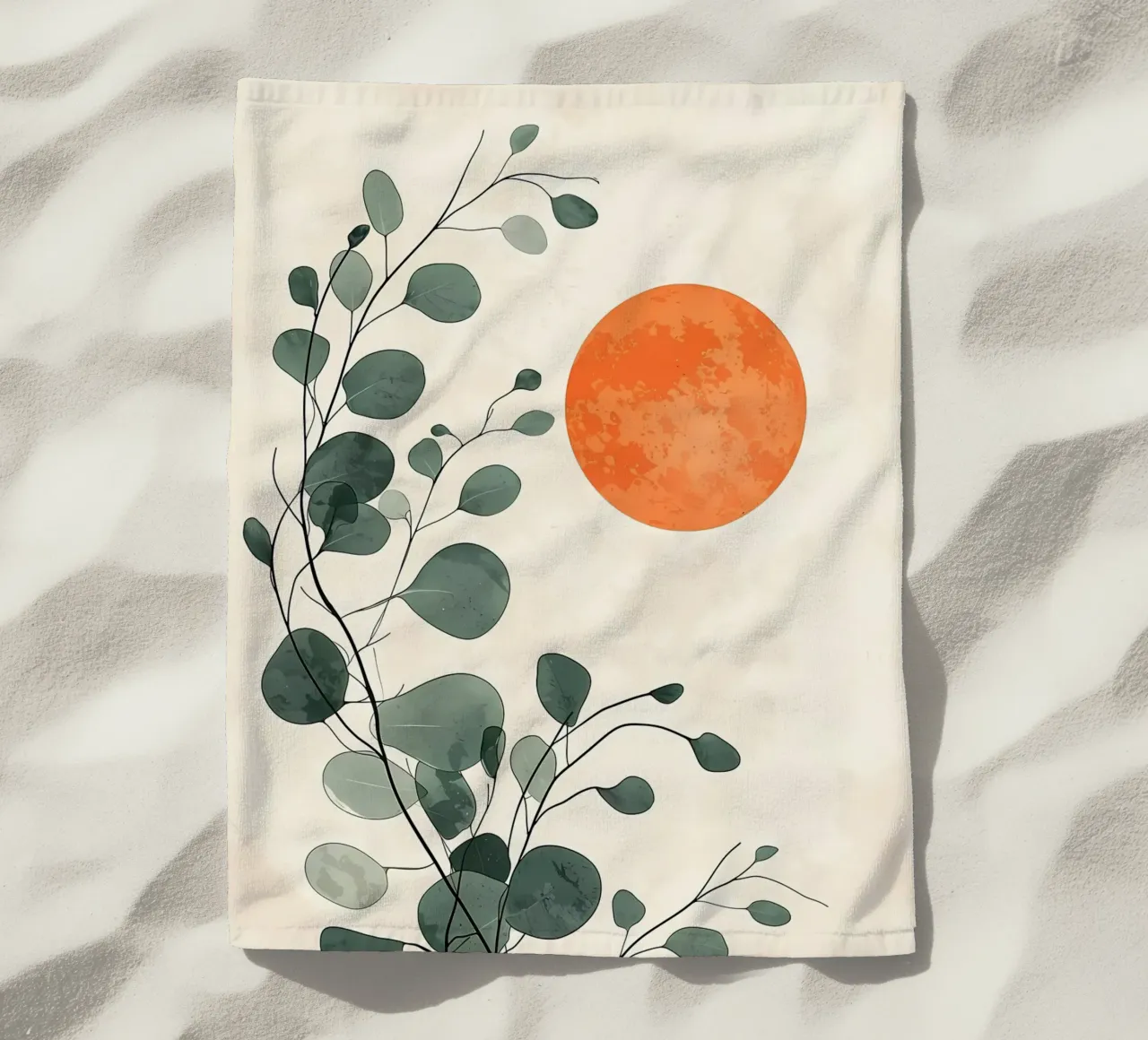 sun orange circle minimal beach towel by Robert Wiesner