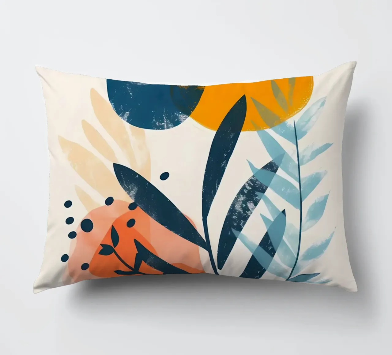 leaves abstract shapes yellow circle decorative cushion by Robert Wiesner