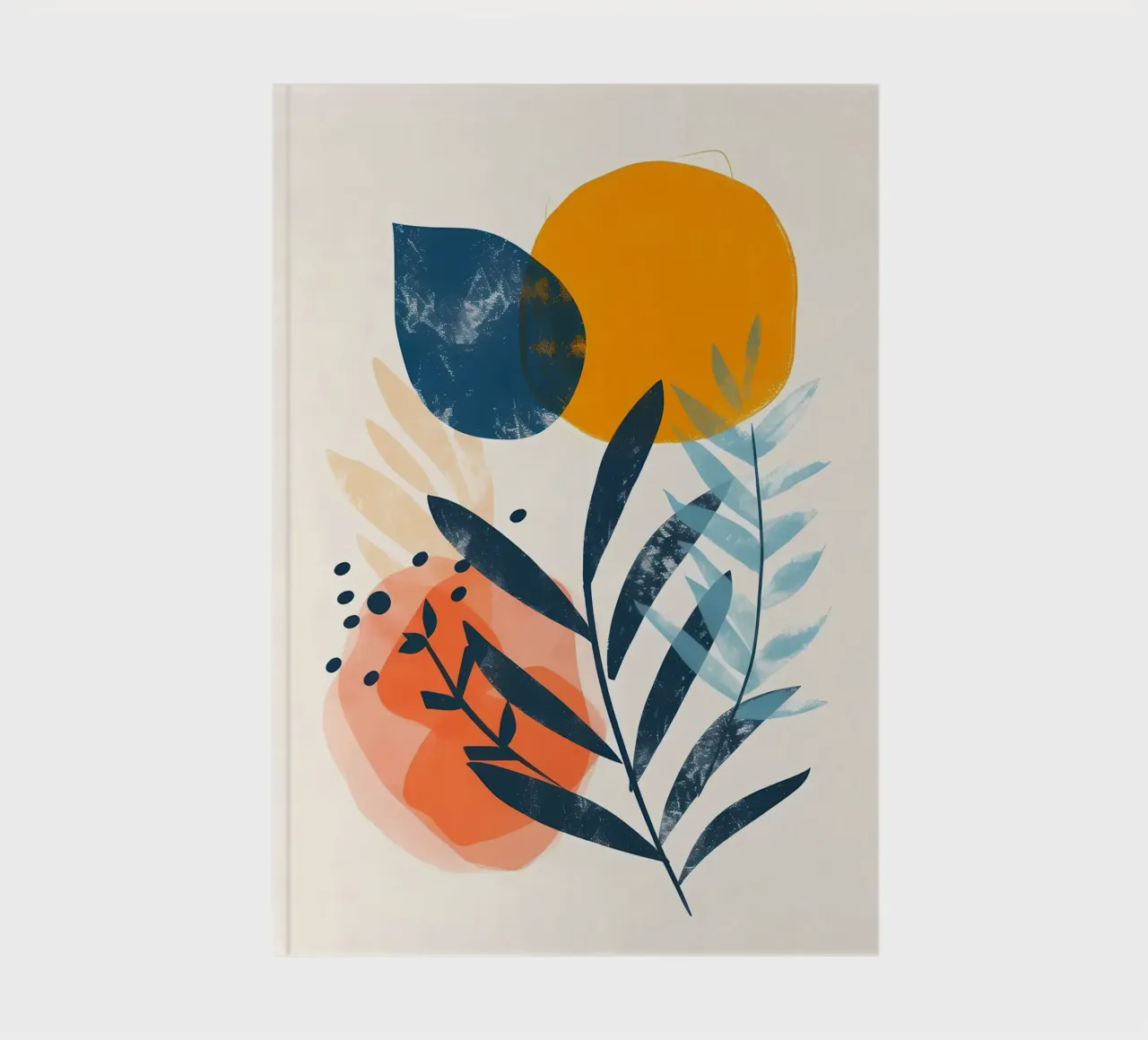 leaves abstract shapes yellow circle notebook by Robert Wiesner