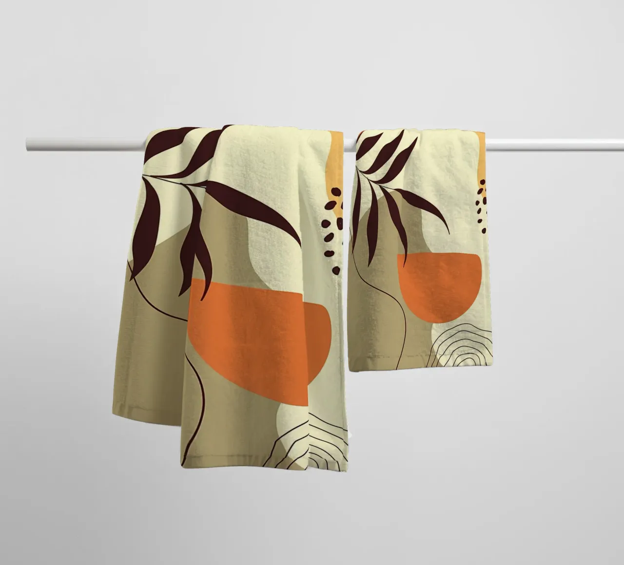 leaves curved-lines polka-dots towel by Robert Wiesner