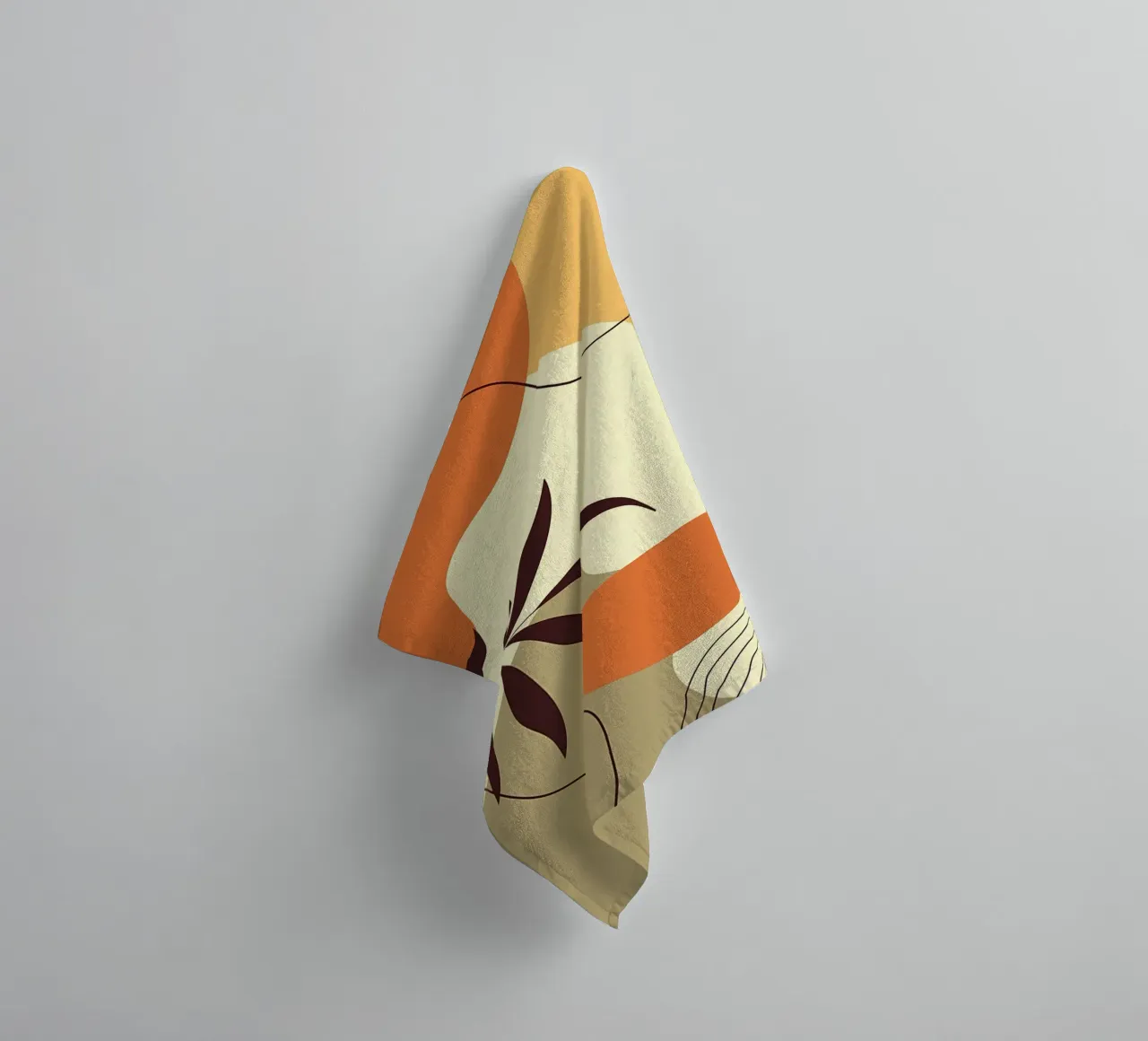 leaves curved-lines polka-dots towel by Robert Wiesner