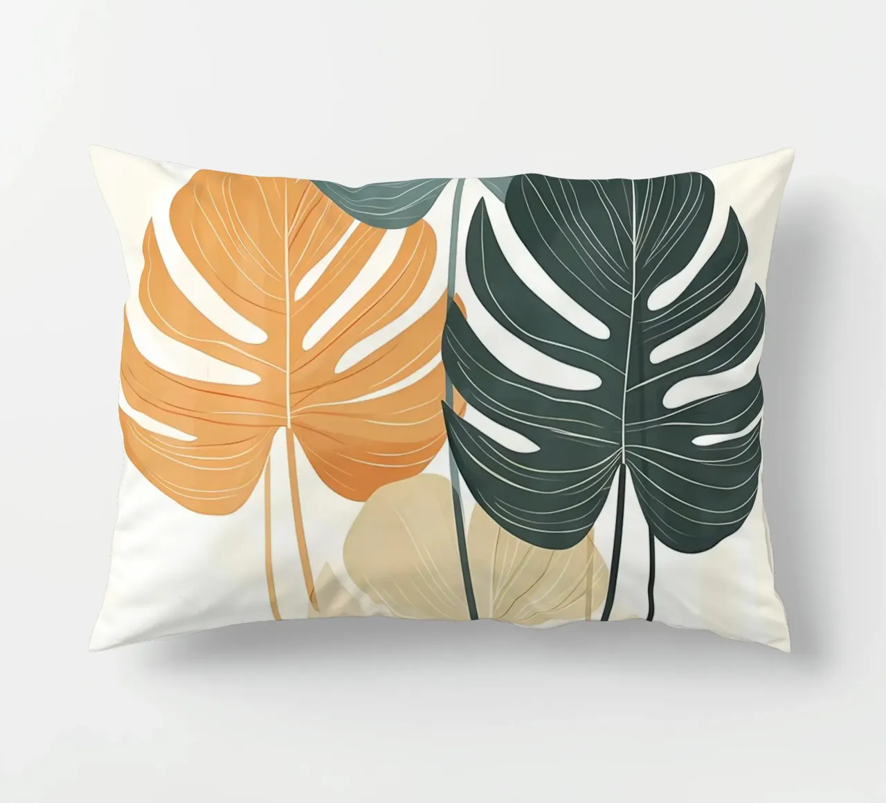 monstera leaves botanical decorative cushion by Robert Wiesner