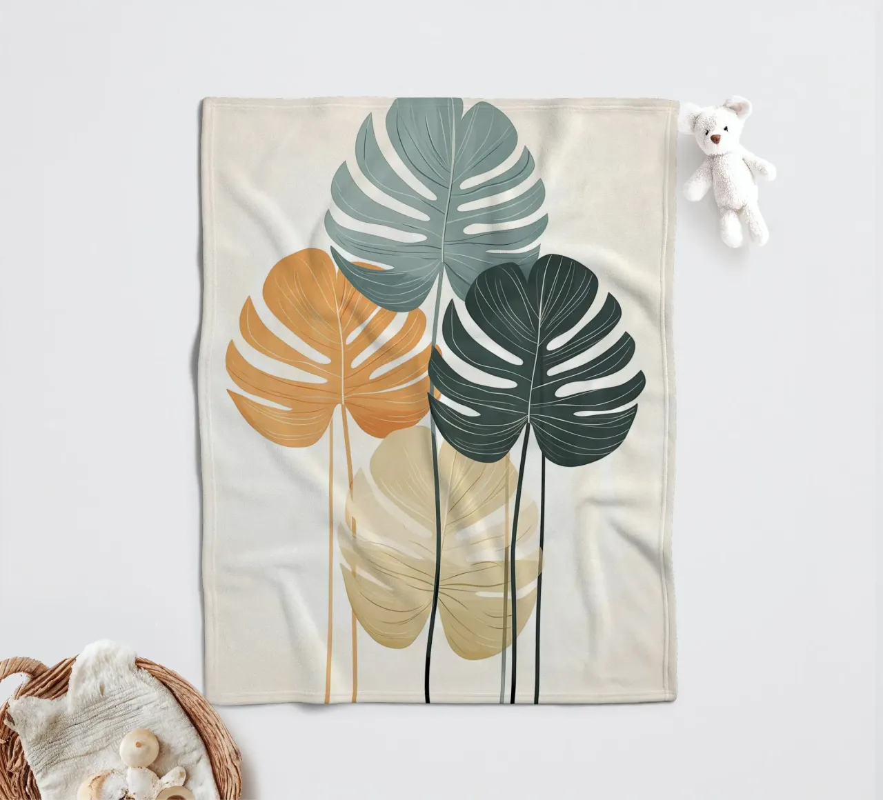 monstera Blätter botanisch Fleecedecke von Robert Wiesner