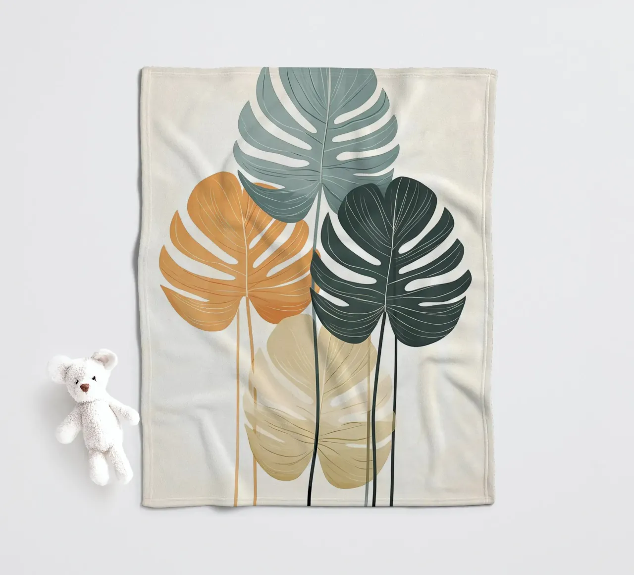 monstera Blätter botanisch Fleecedecke von Robert Wiesner
