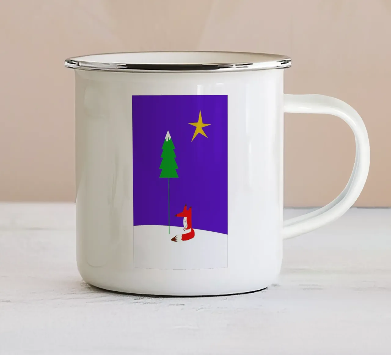Little Christmas Fox tazza in smalto da Kubistika