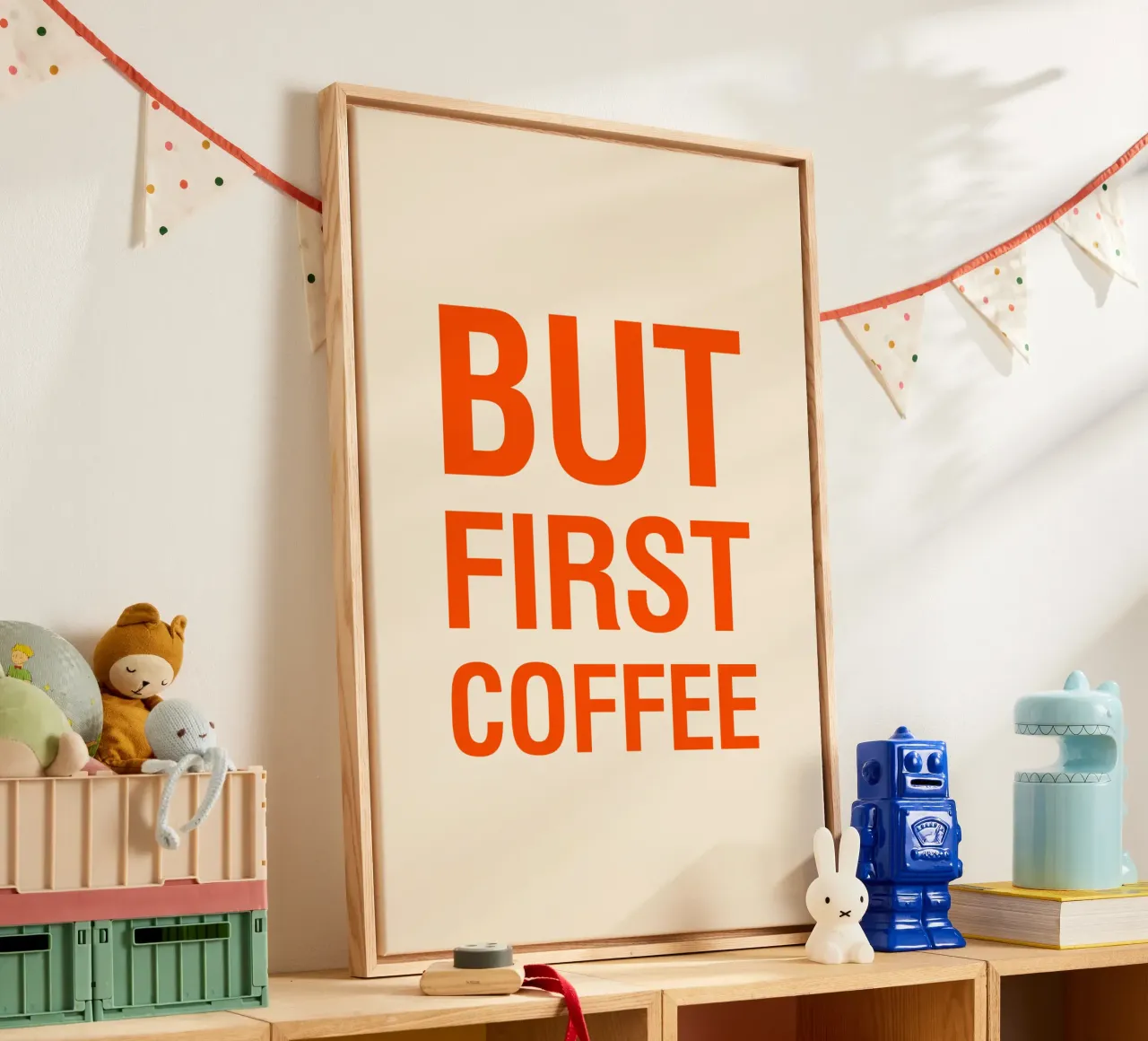 BUT FIRST COFFEE canvas met Baklijst van The Typo Dept.