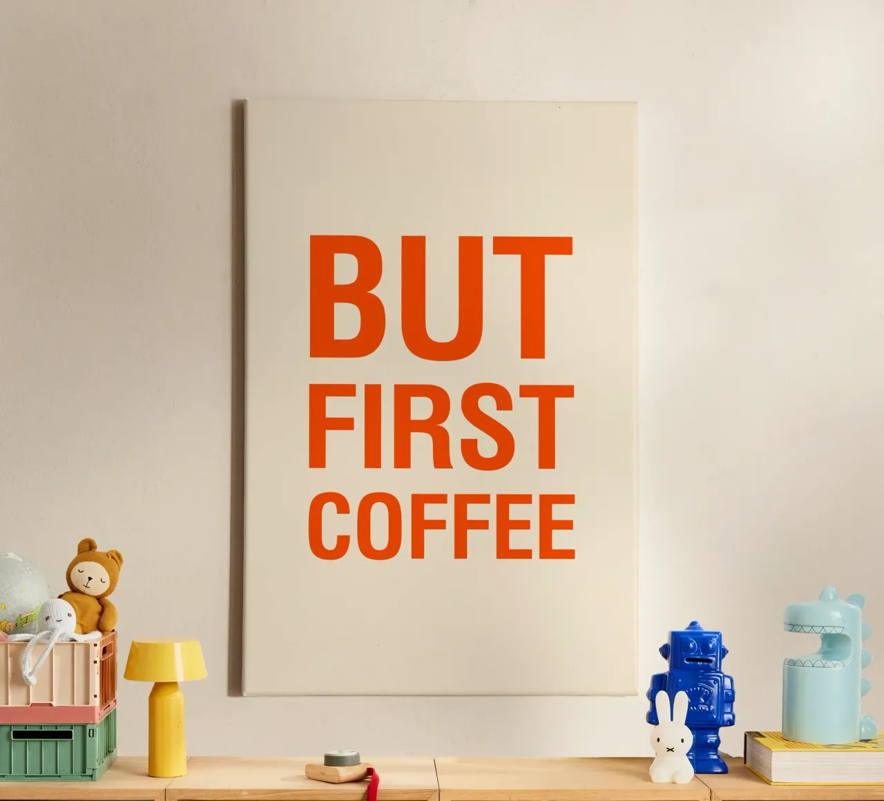 BUT FIRST COFFEE canvas met Baklijst van The Typo Dept.