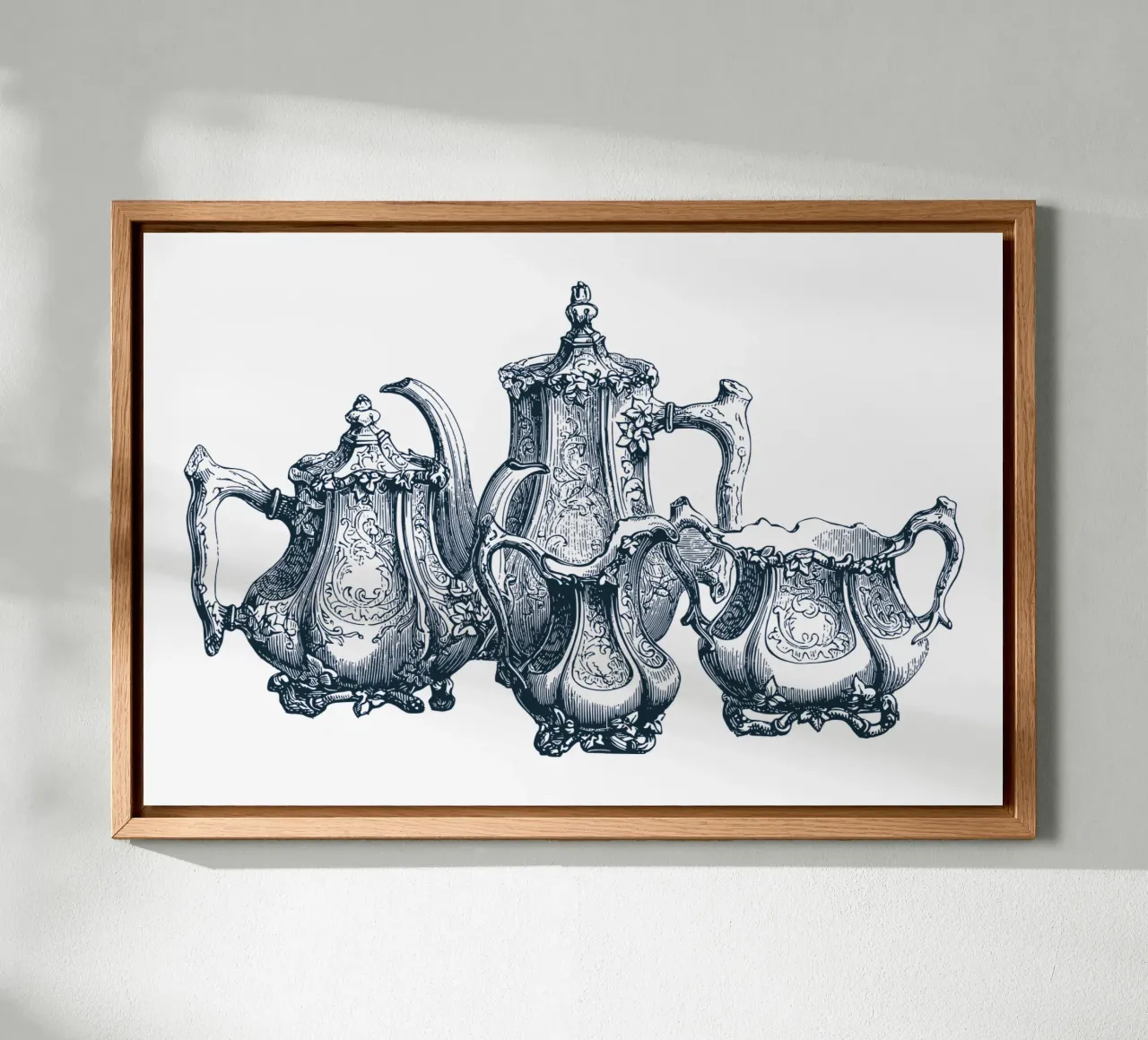 crockery set with vintage teapot and teacup canvas by morphinaeblue