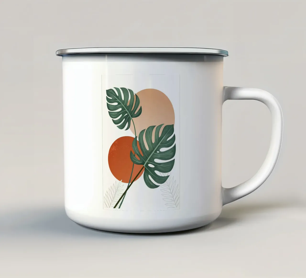monstera tropicale foglie tazza in smalto da Patrick L Lord