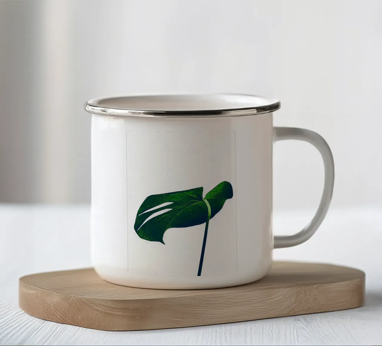 foglia natura monstera tazza in smalto da Patrick L Lord
