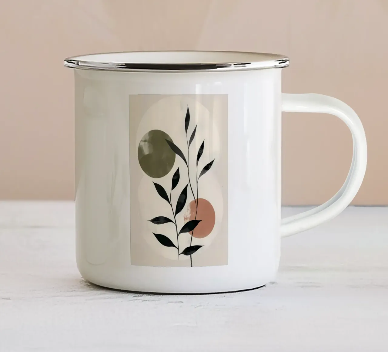 foglie rami cerchi tazza in smalto da Patrick L Lord