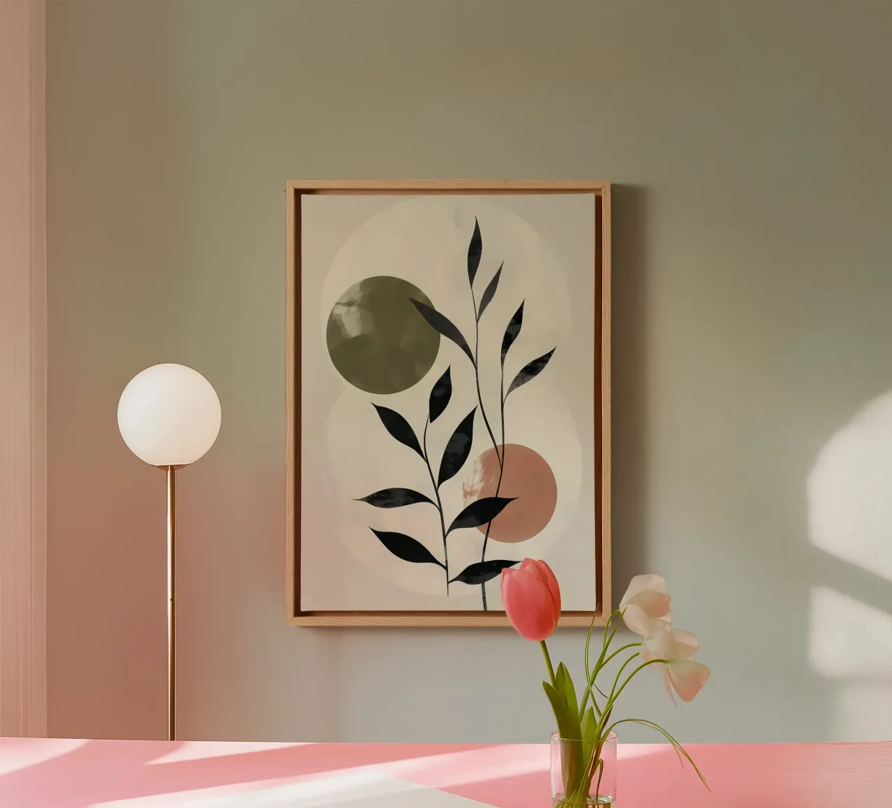 leaves branches circles canvas by Patrick L Lord