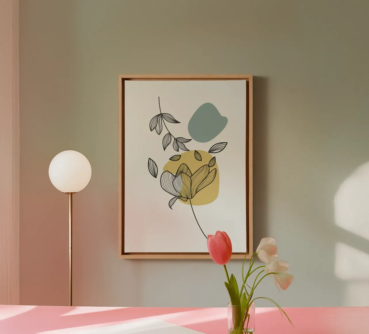 bloemblad botanisch canvas met Baklijst van Patrick L Lord