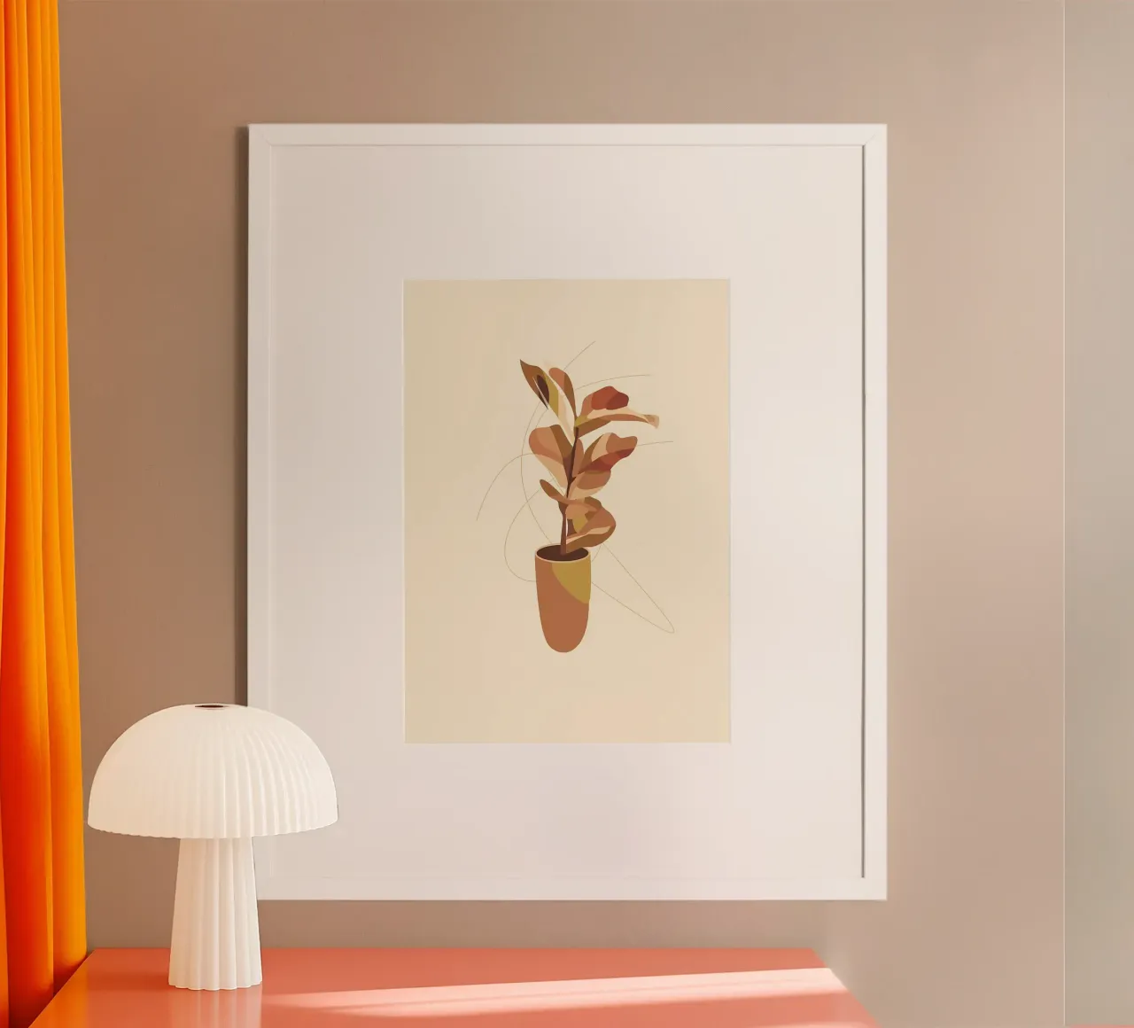 vaso di piante astratto poster con telaio in legno da Patrick L Lord