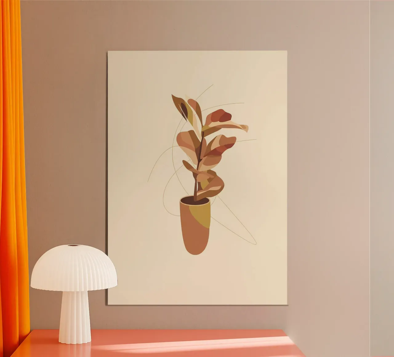 vaso di piante astratto poster con telaio in legno da Patrick L Lord