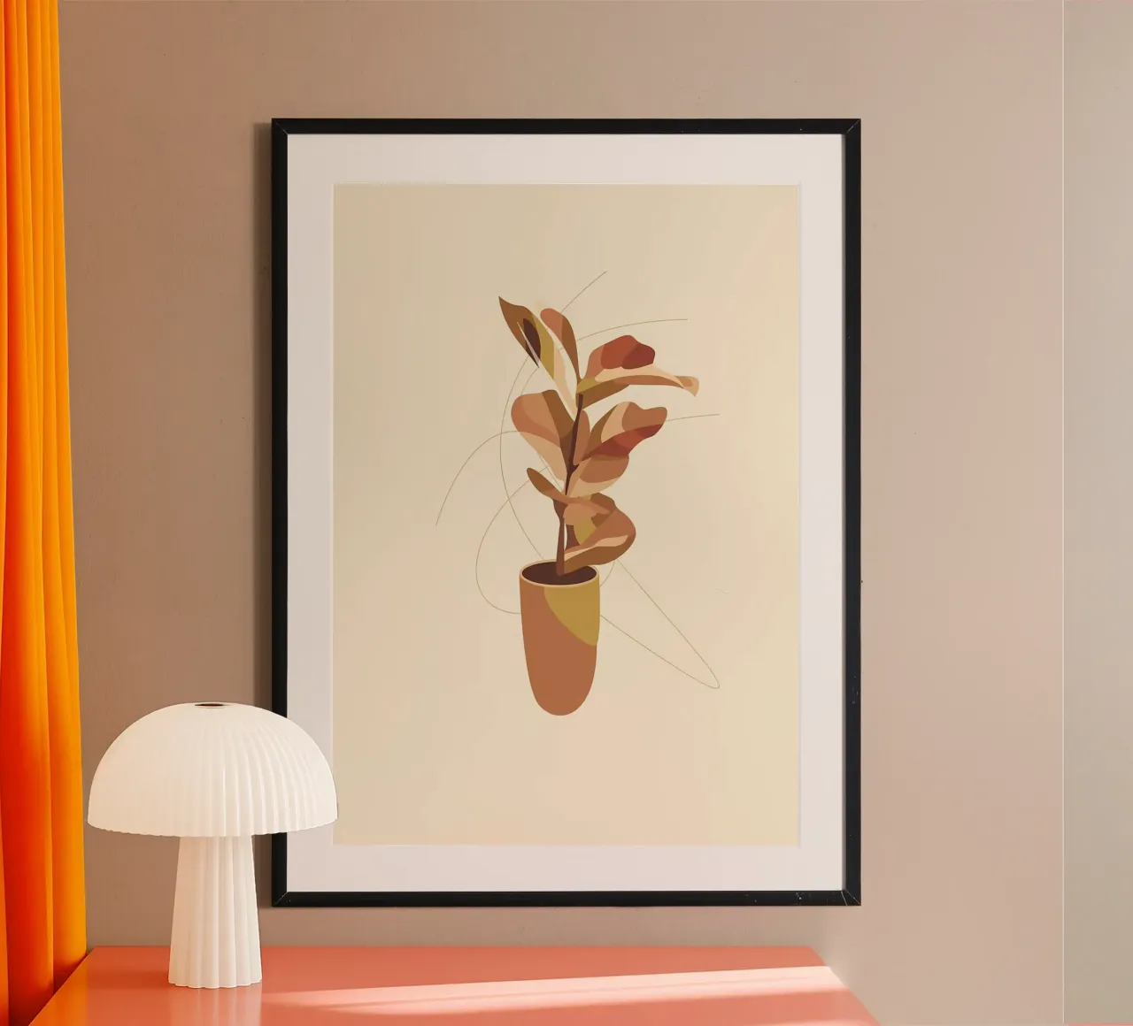 vaso di piante astratto poster con telaio in legno da Patrick L Lord
