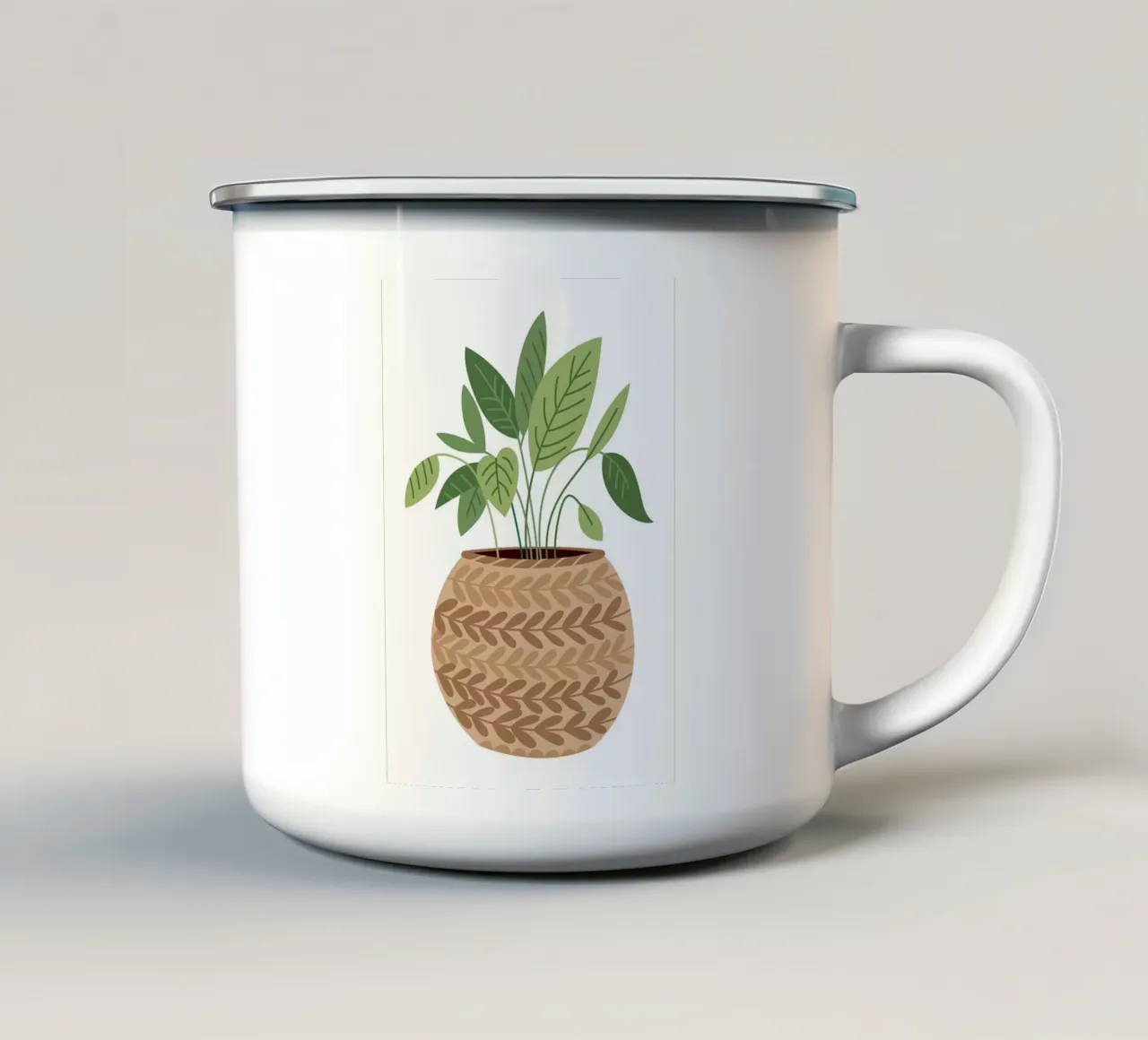 pianta in vaso foglie verdi tazza in smalto da Patrick L Lord
