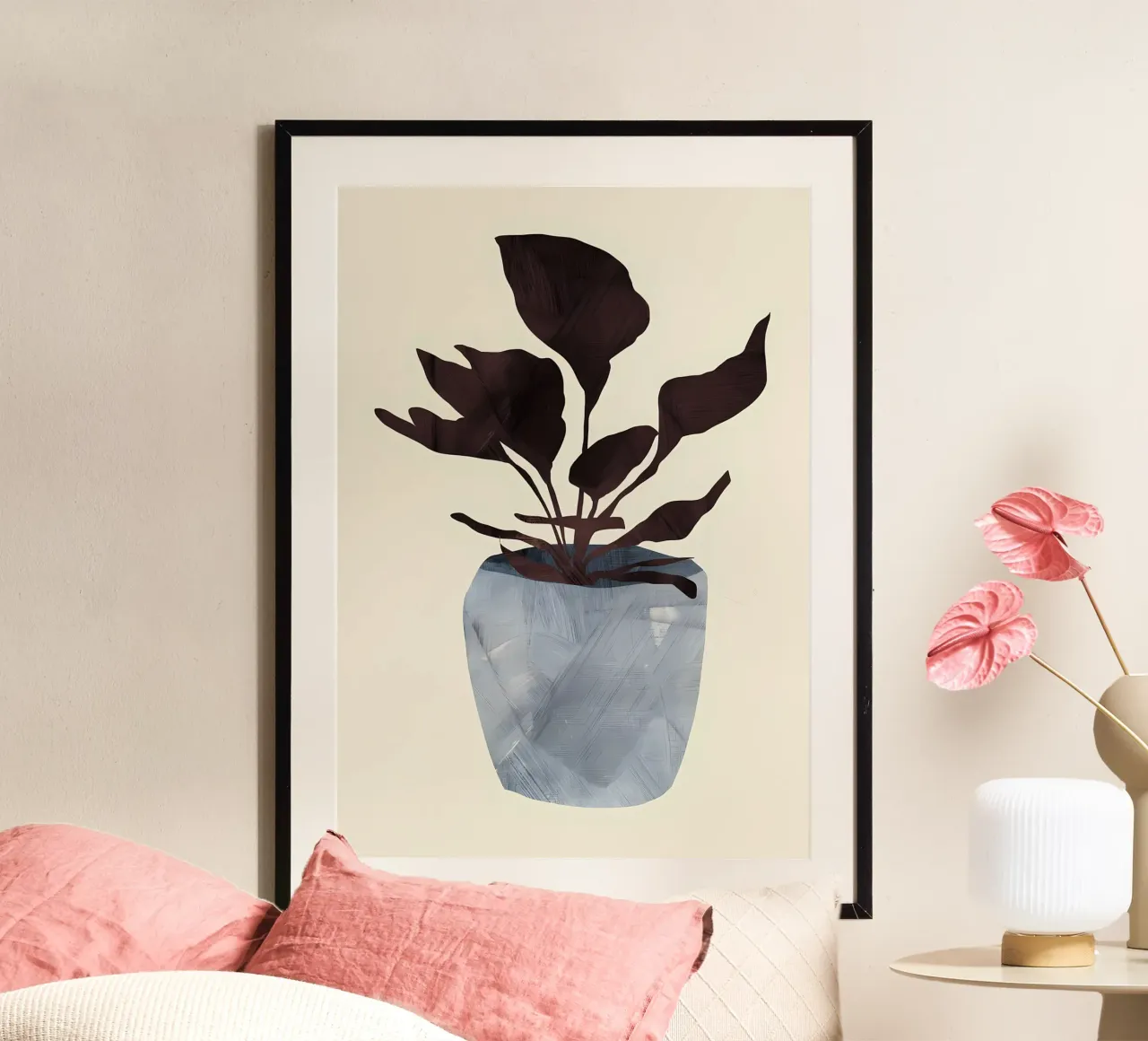 pianta in vaso fioriera da interno poster con telaio in legno da Patrick L Lord
