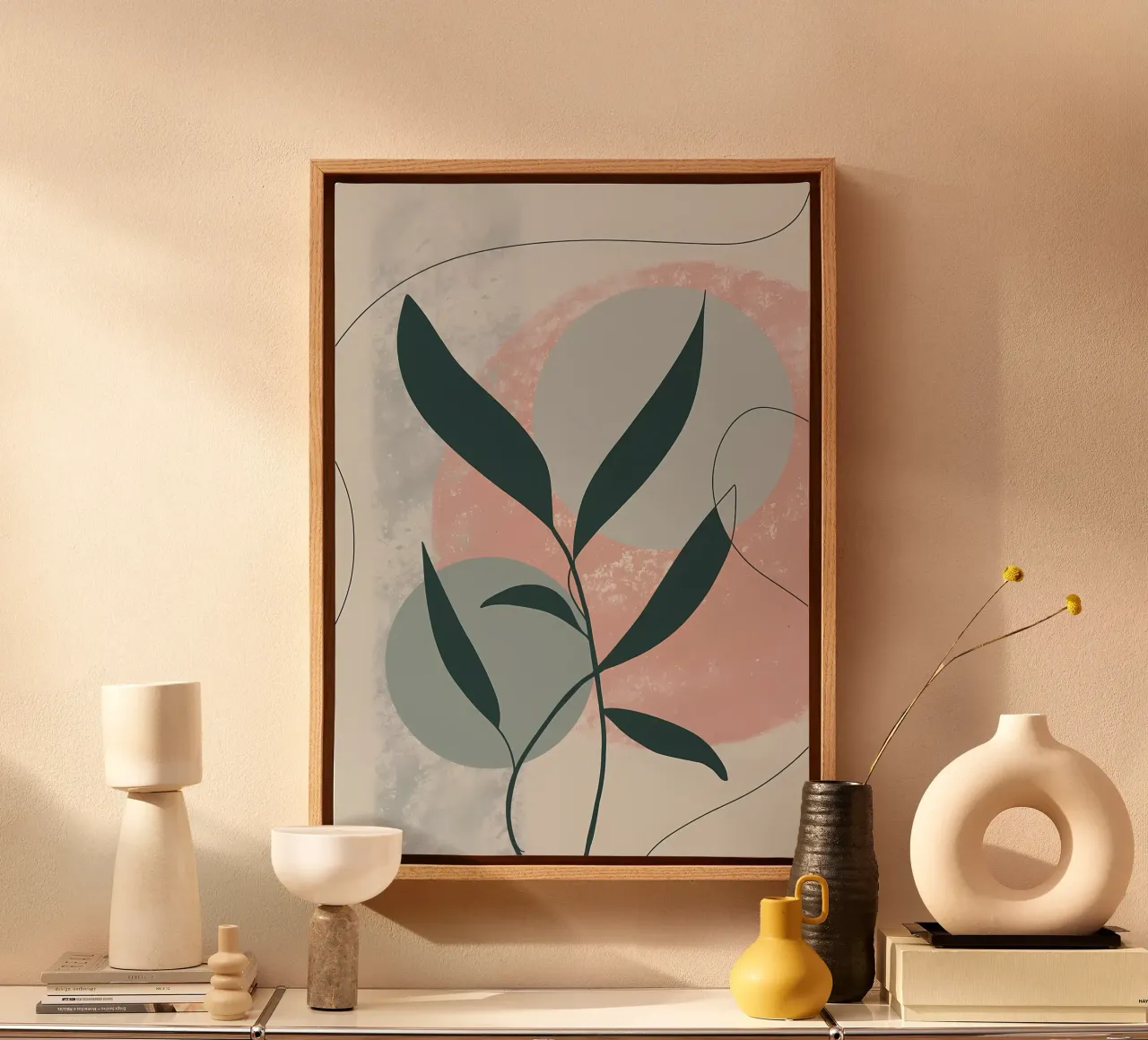 leaves abstract shapes circles canvas by Patrick L Lord