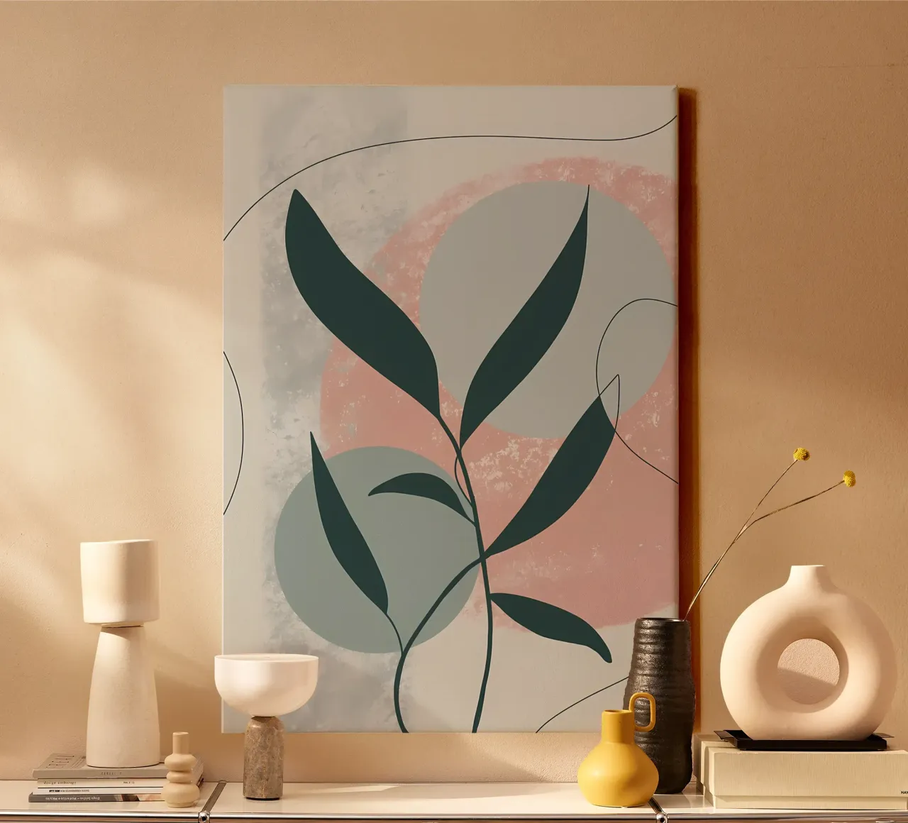 leaves abstract shapes circles canvas by Patrick L Lord