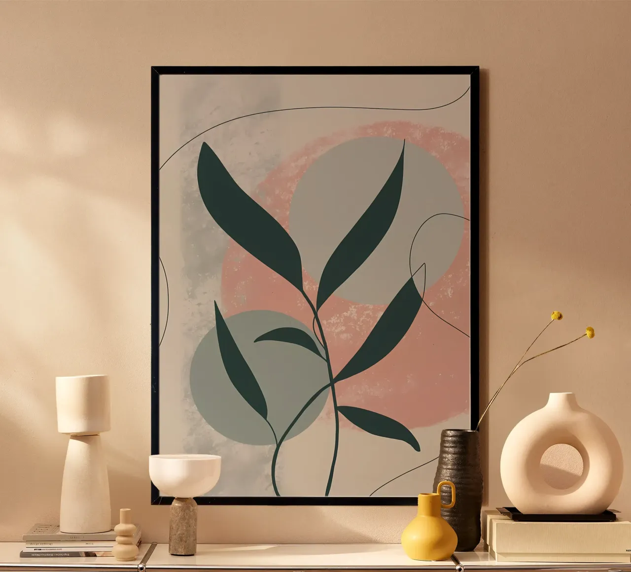 bladeren abstracte vormen cirkels poster van Patrick L Lord