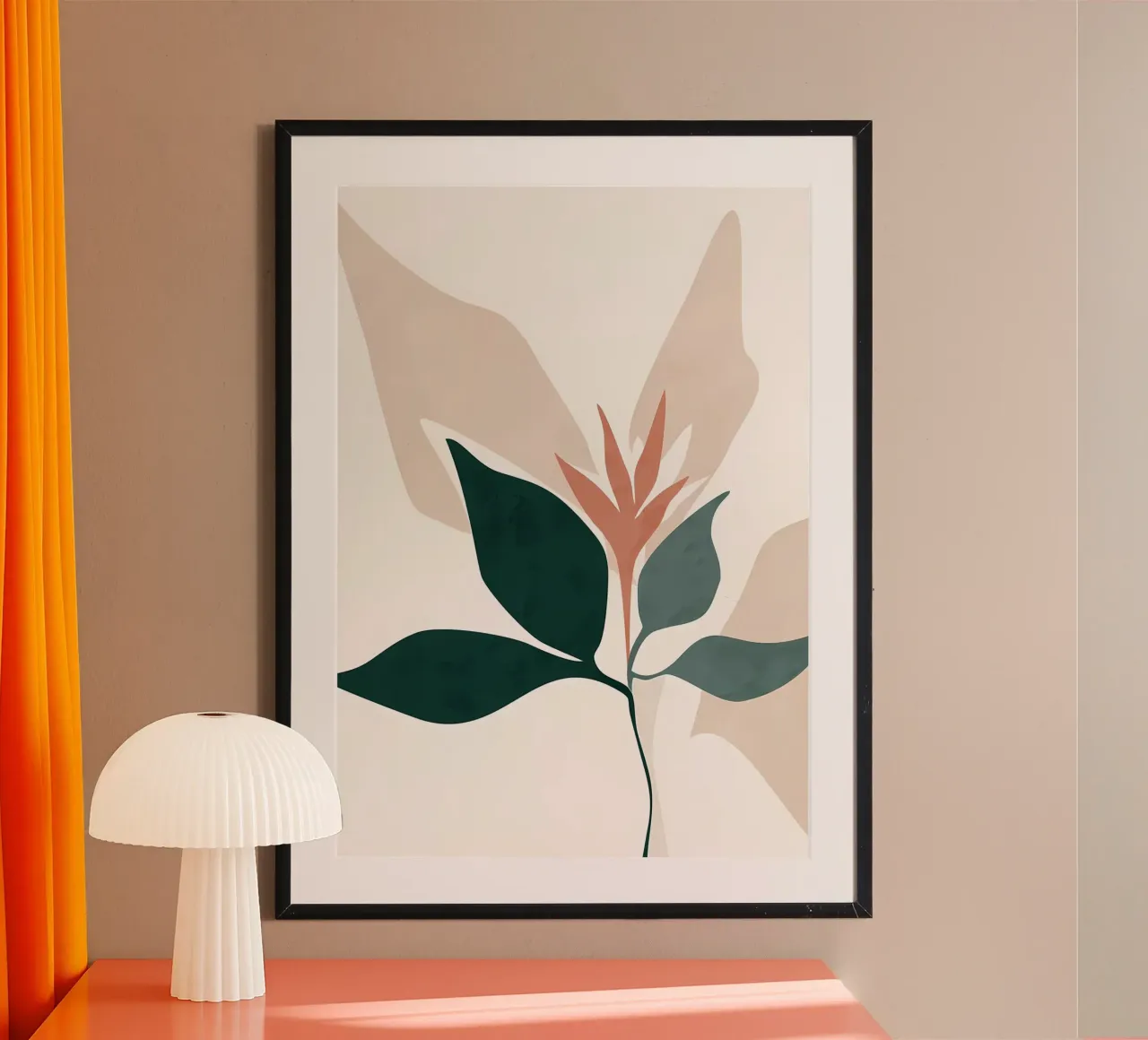 pianta fogliare minimalista poster con telaio in legno da Patrick L Lord