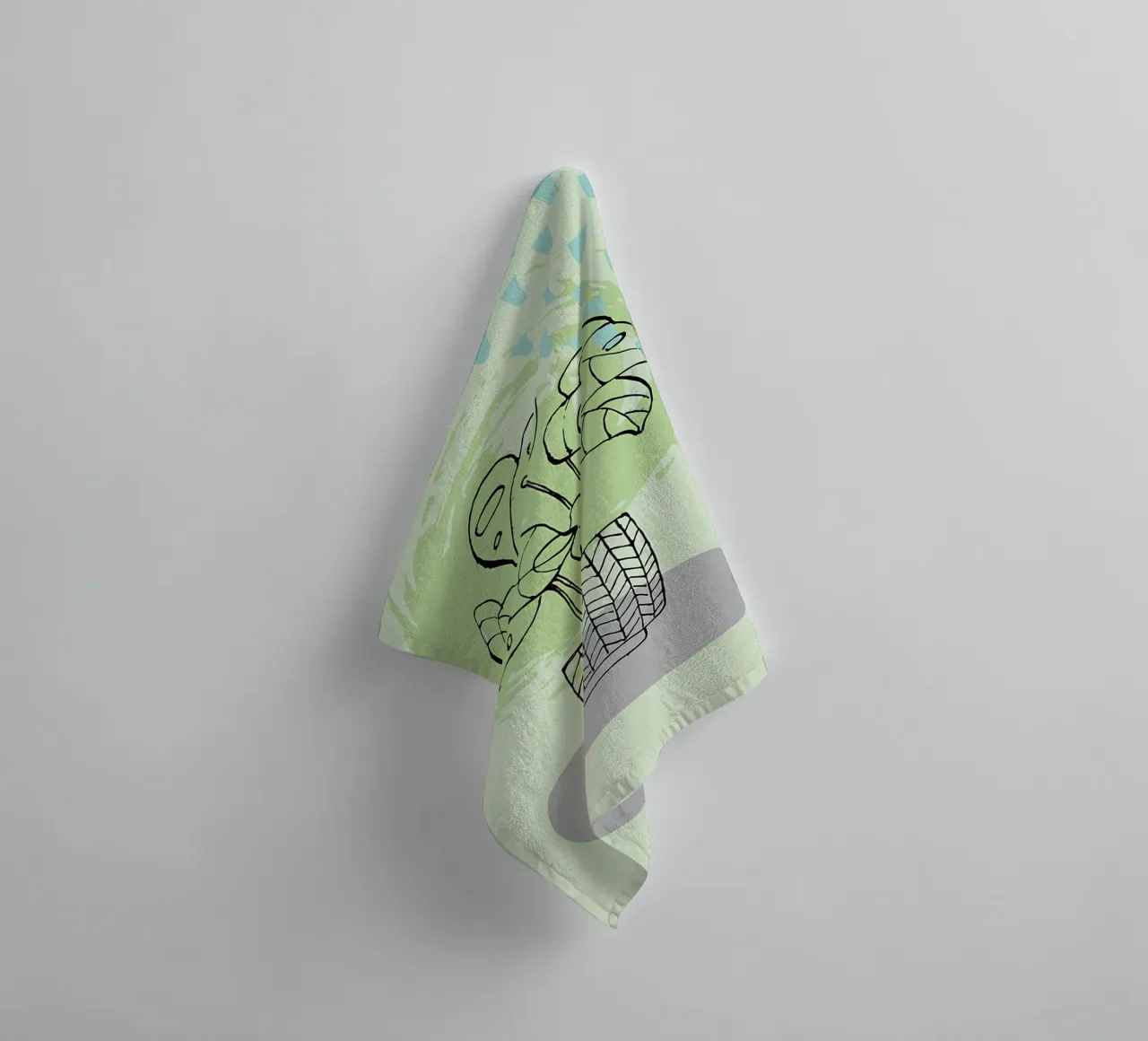 planta en maceta monstera greenery toalla de baño de Patrick L Lord
