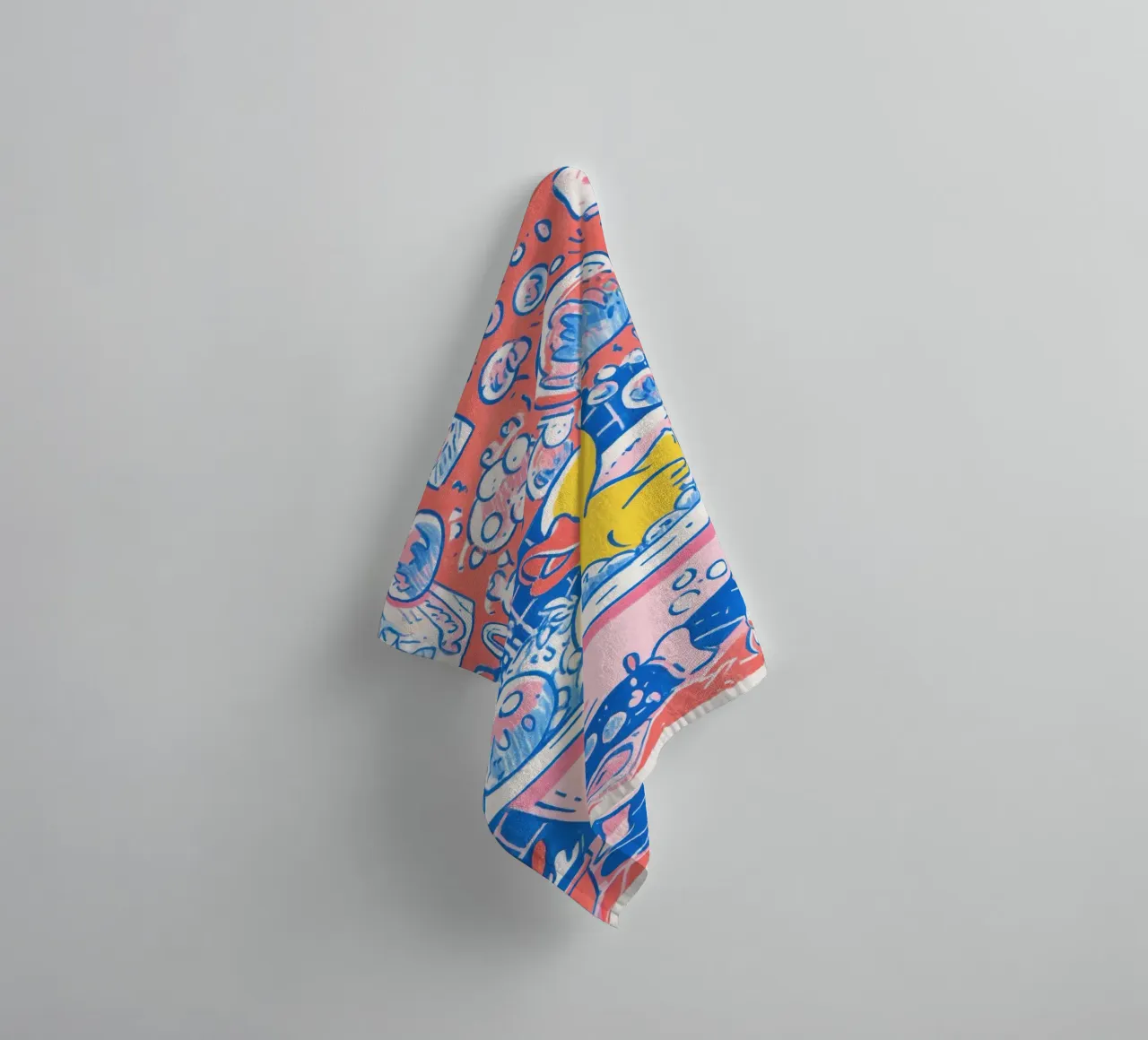 Bubbelbad met badeend - Grappig geïllustreerd badkamerkunstwerk badhanddoek van Kaji