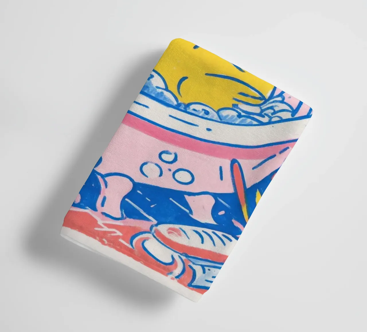 Bubbelbad met badeend - Grappig geïllustreerd badkamerkunstwerk badhanddoek van Kaji