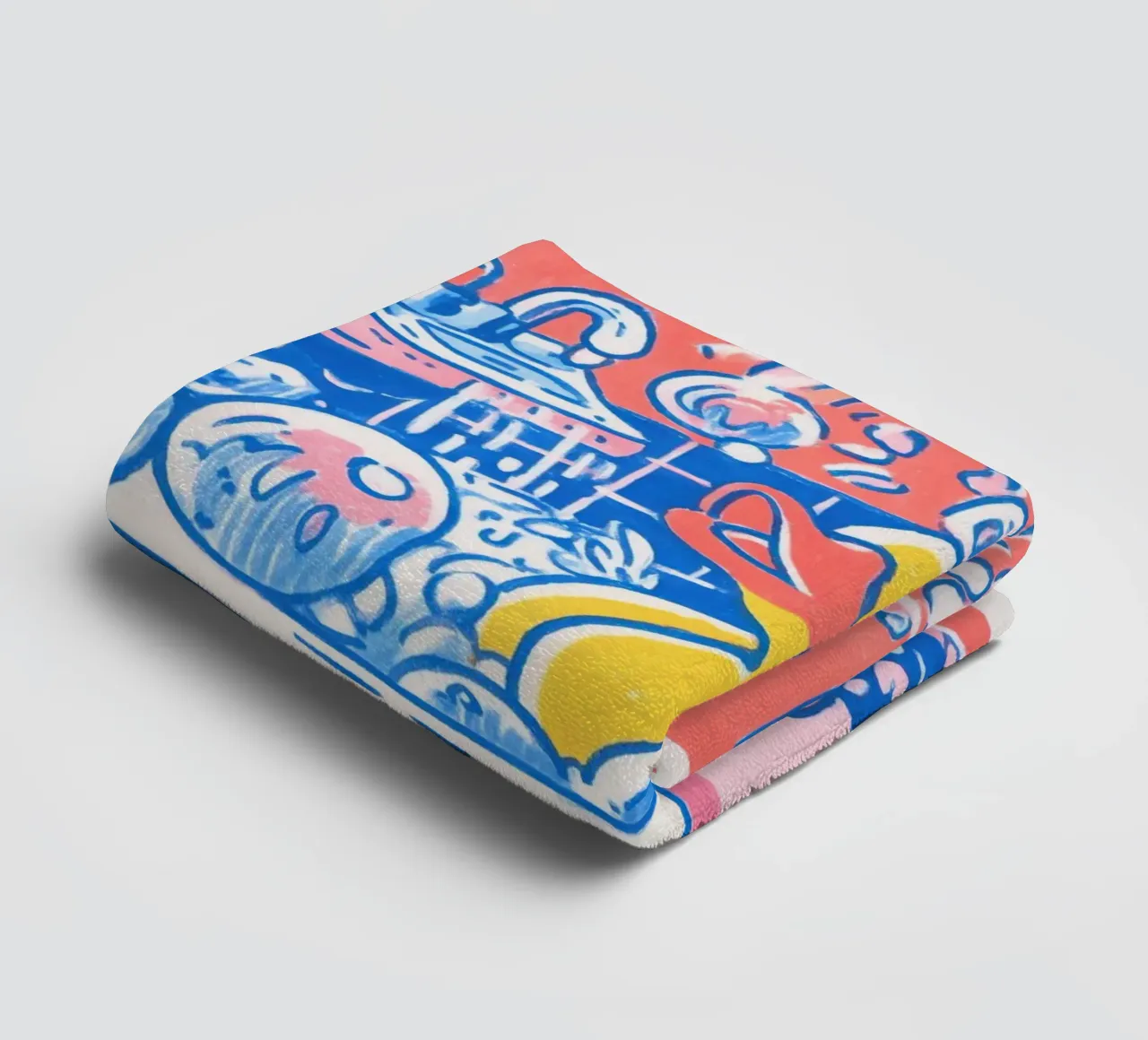 Bubbelbad met badeend - Grappig geïllustreerd badkamerkunstwerk badhanddoek van Kaji