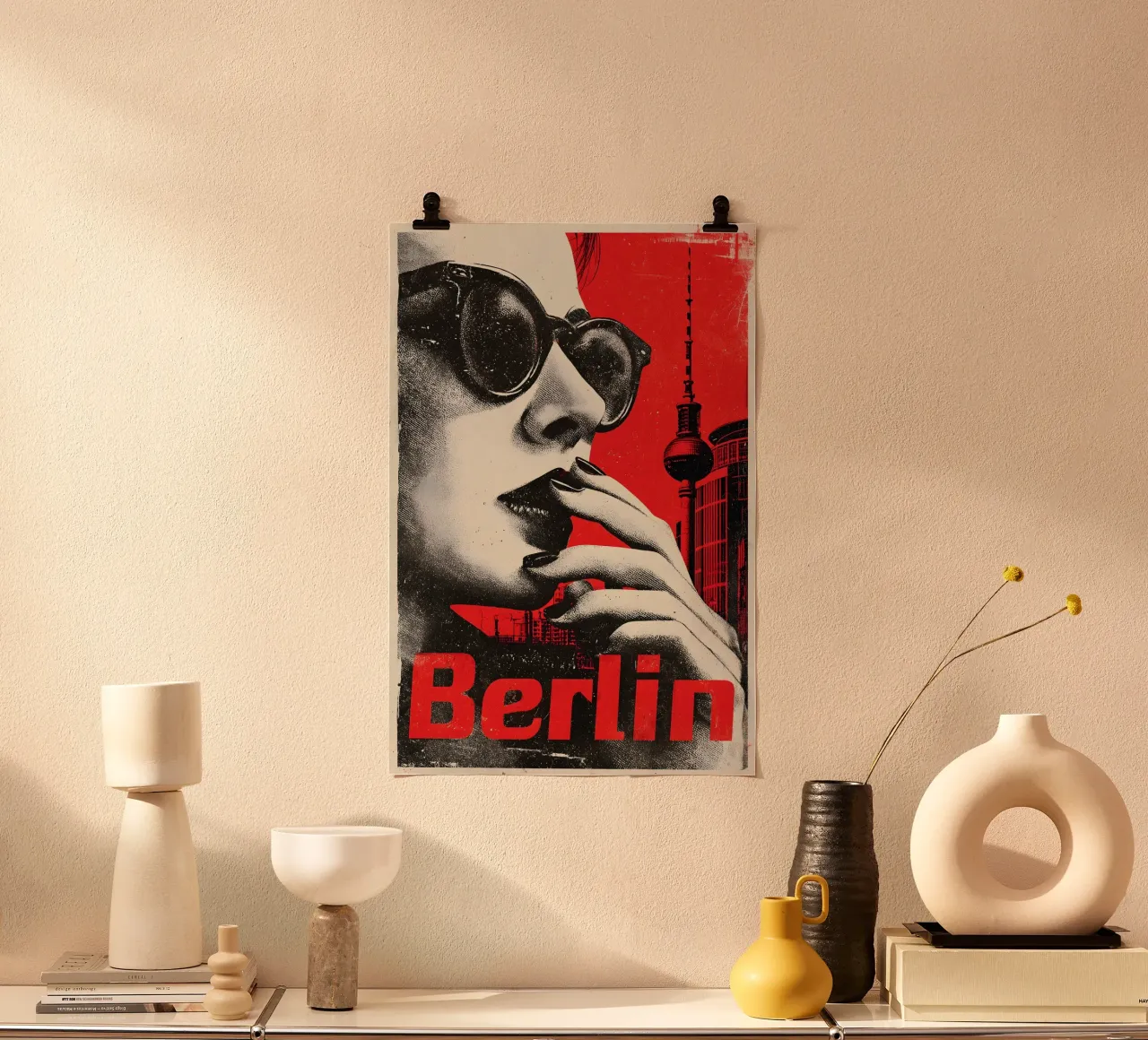 Torre TV vintage di Berlino poster con telaio in alluminio da Vintage Travel Art