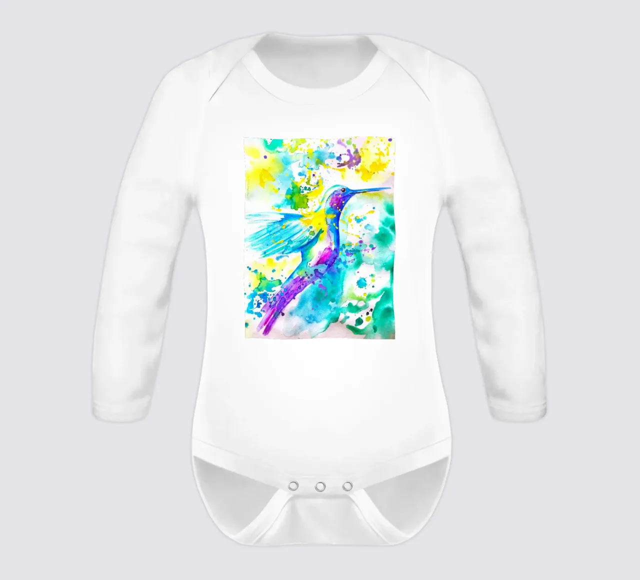 Kolibri long-sleeve baby romper by sum2proveDesign