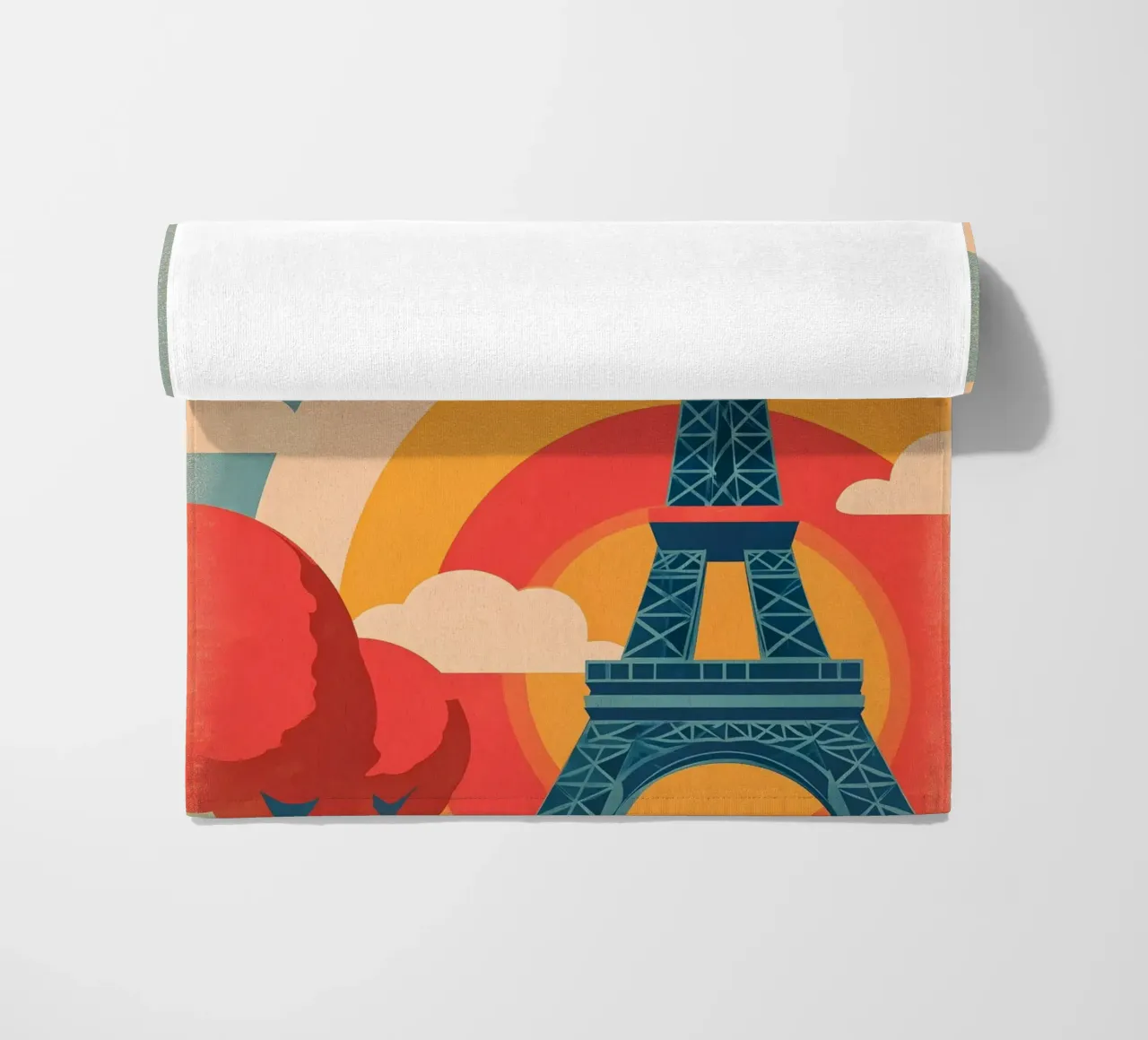 Paris retro beach towel by Vintage Travel Art