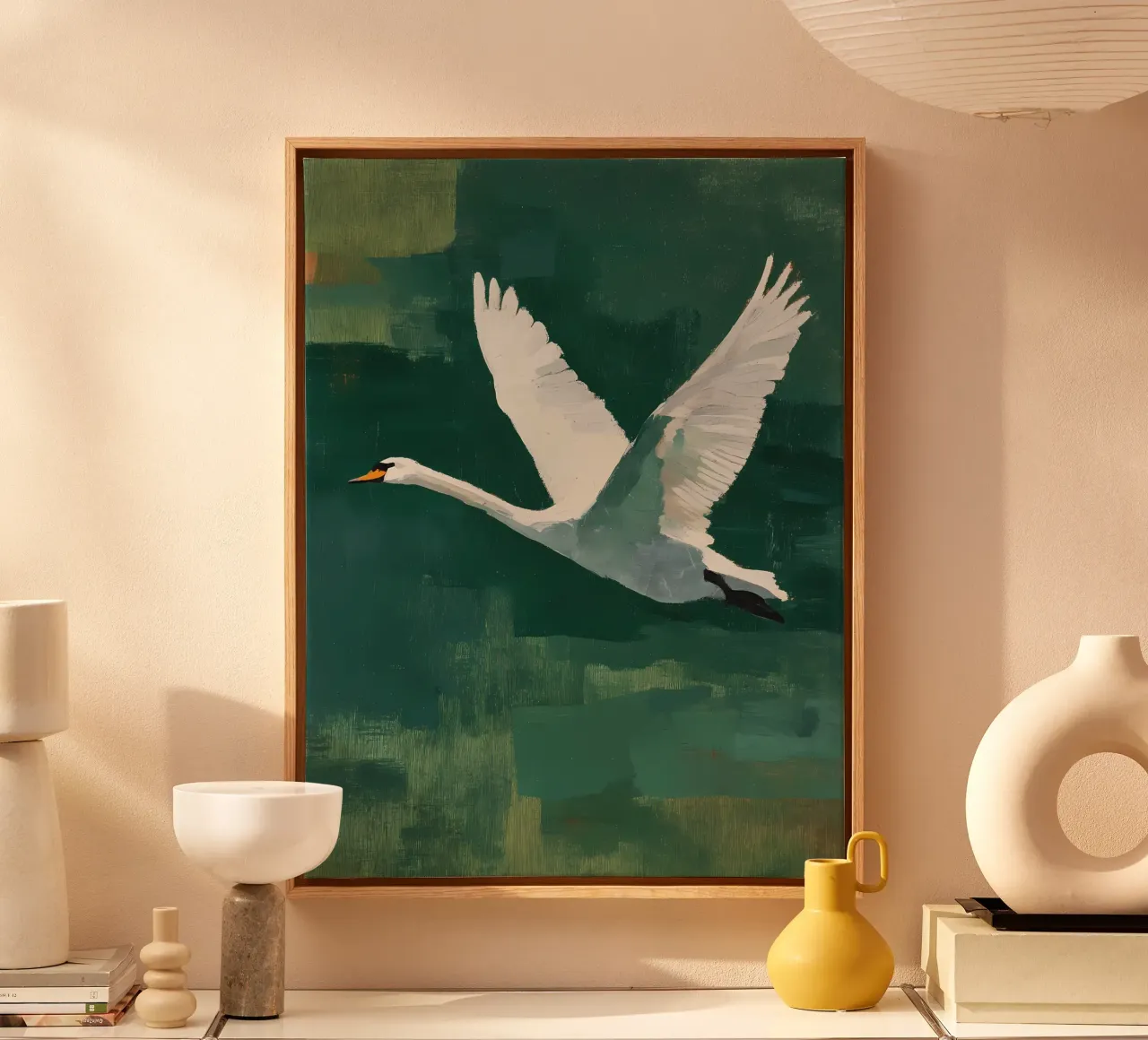 Flying Swan canvas by IamHomeStudio