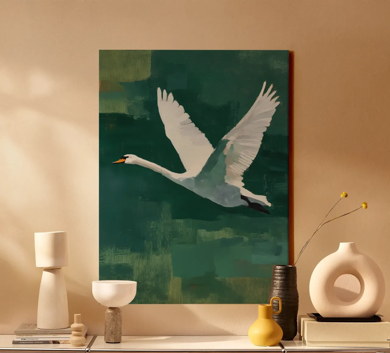 Flying Swan canvas by IamHomeStudio