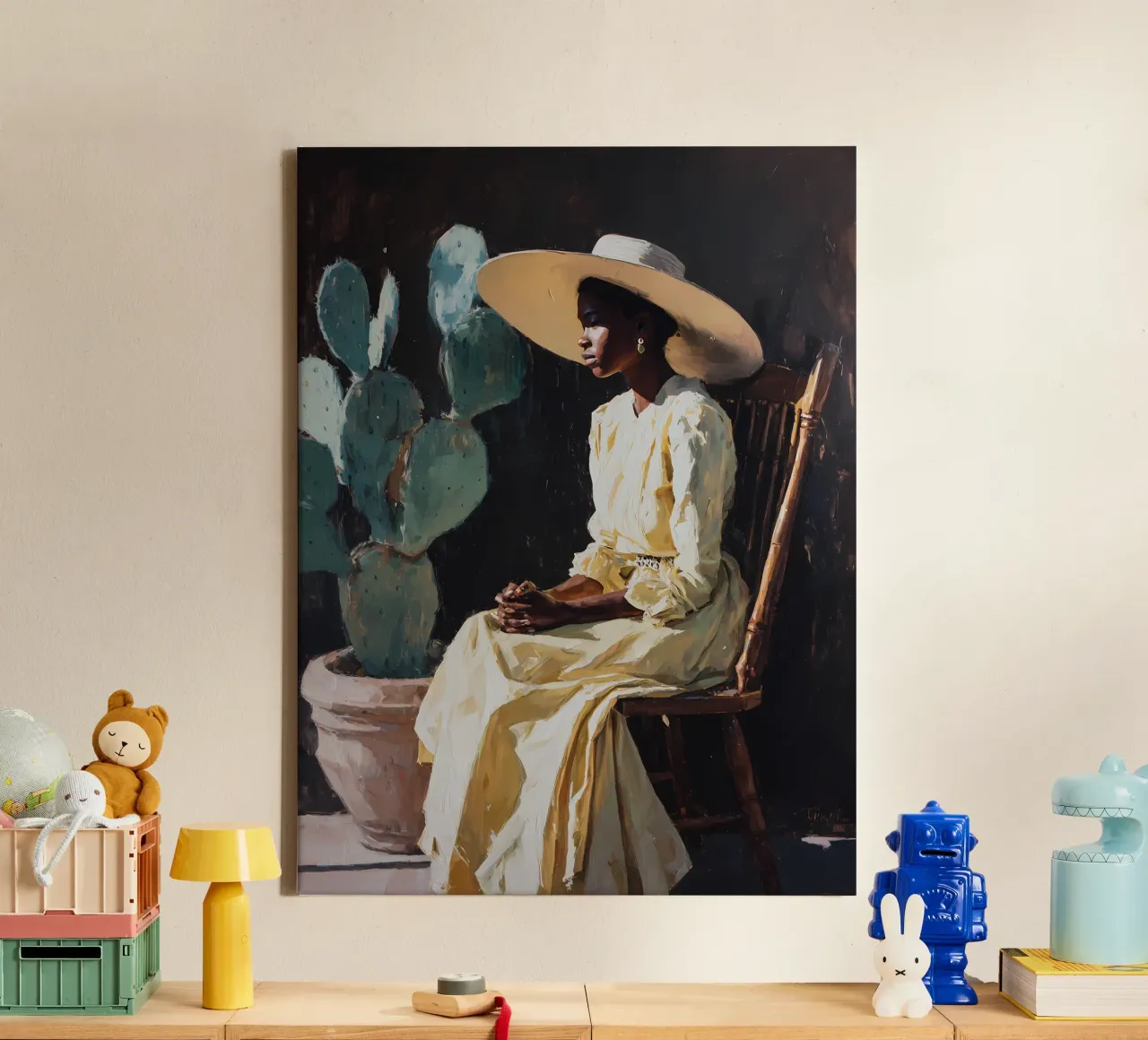 Afro-Amerikaanse vrouw canvas met Baklijst van IamHomeStudio
