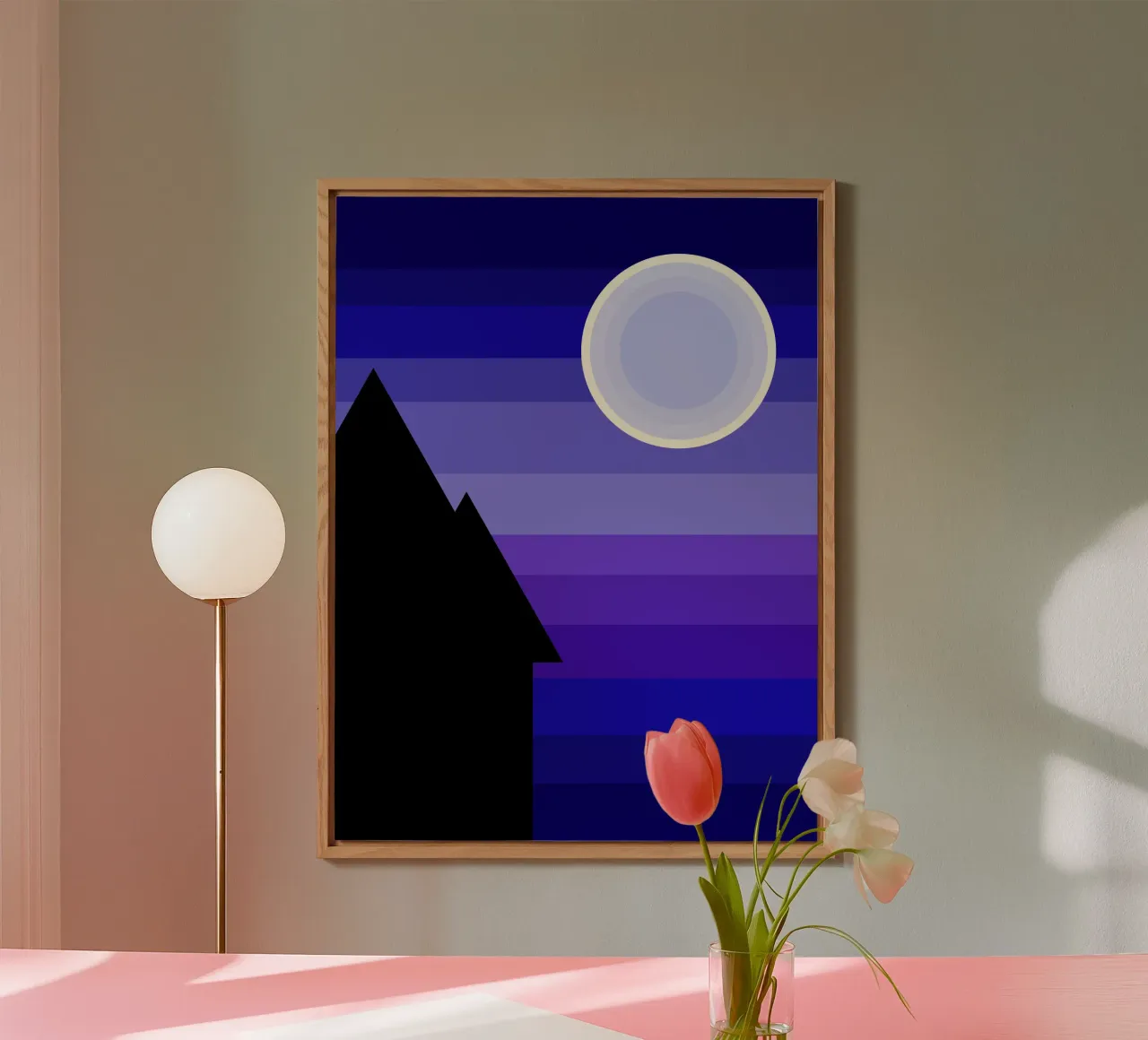 Silver Moon vor blauem Nachthimmel alluminio dibond da Lilou Art