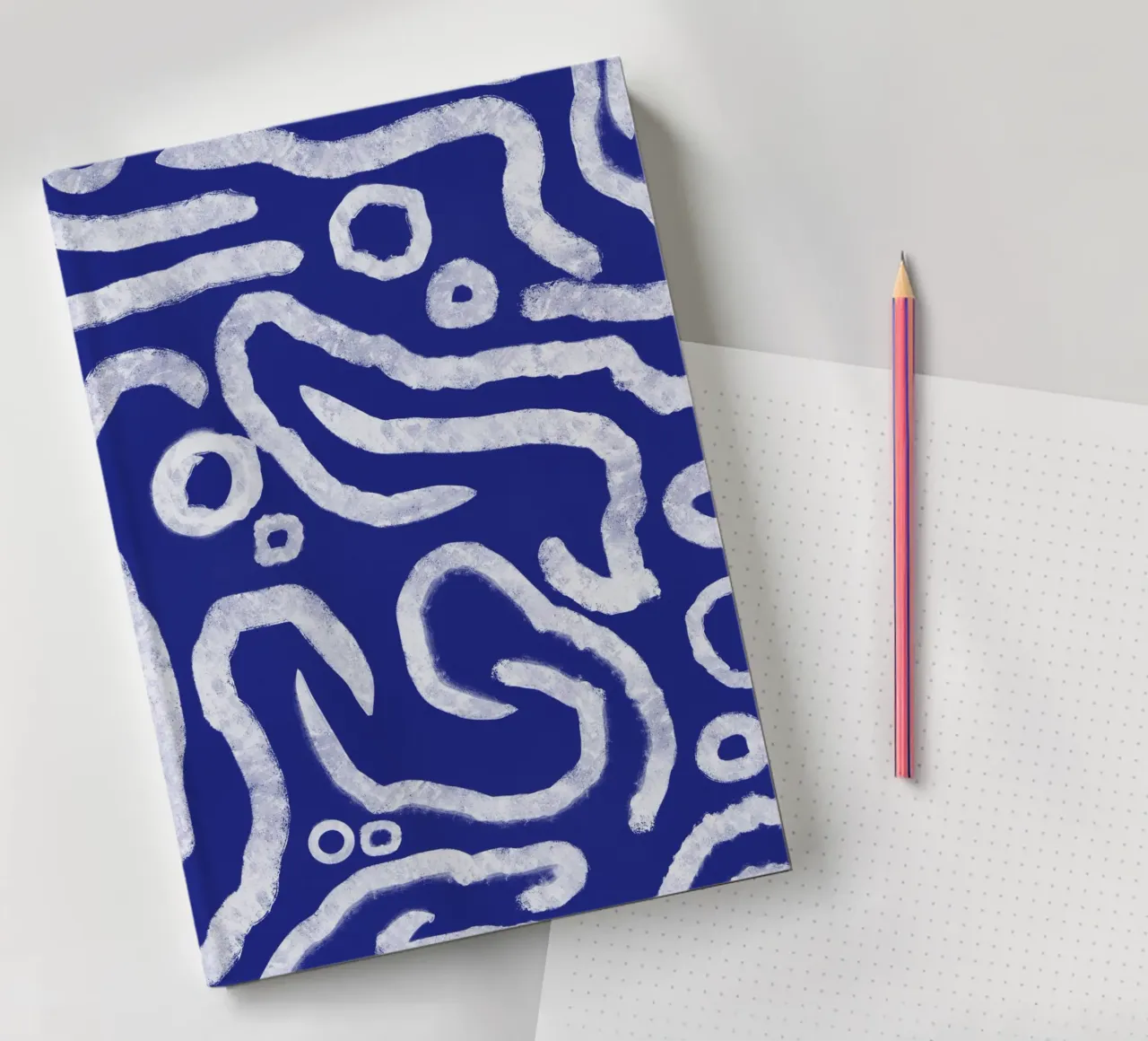 Ultramarine abstract line pattern notebook by Little Dean