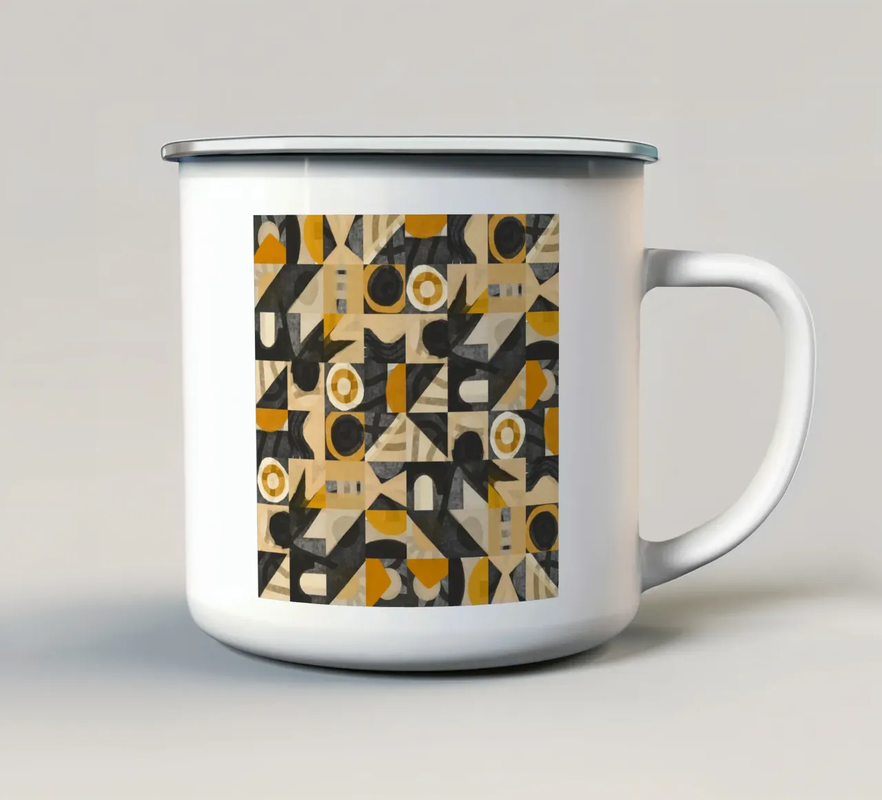 Disegno geometrico a piastrelle 07 tazza in smalto da Little Dean