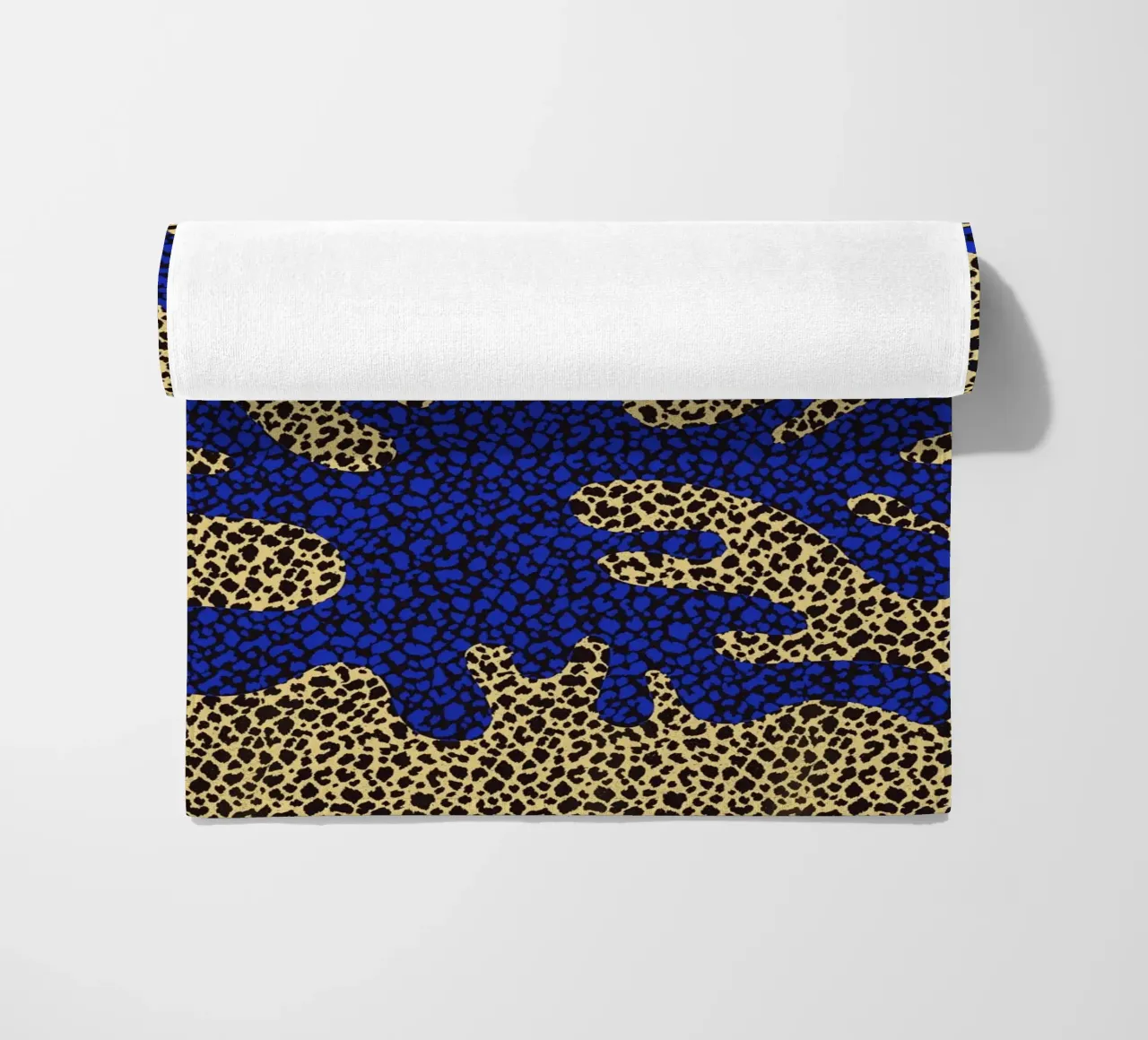 Tiled blue coral beach towel by Little Dean