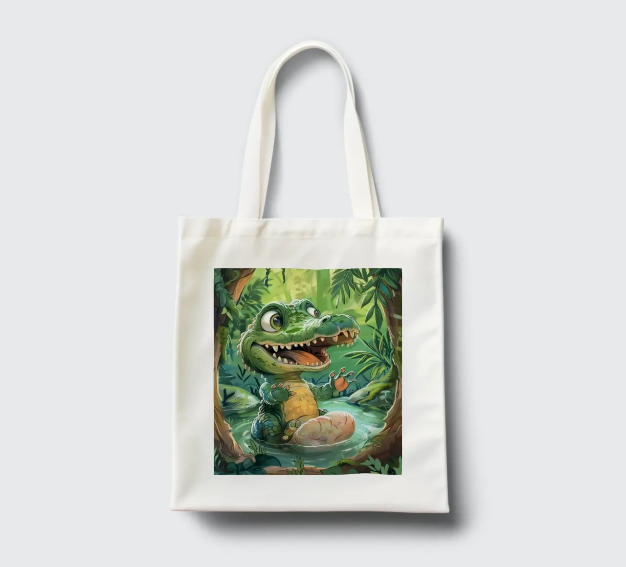 Piccolo alligatore sorridente nell'acqua borsa in juta da DesignDoodle