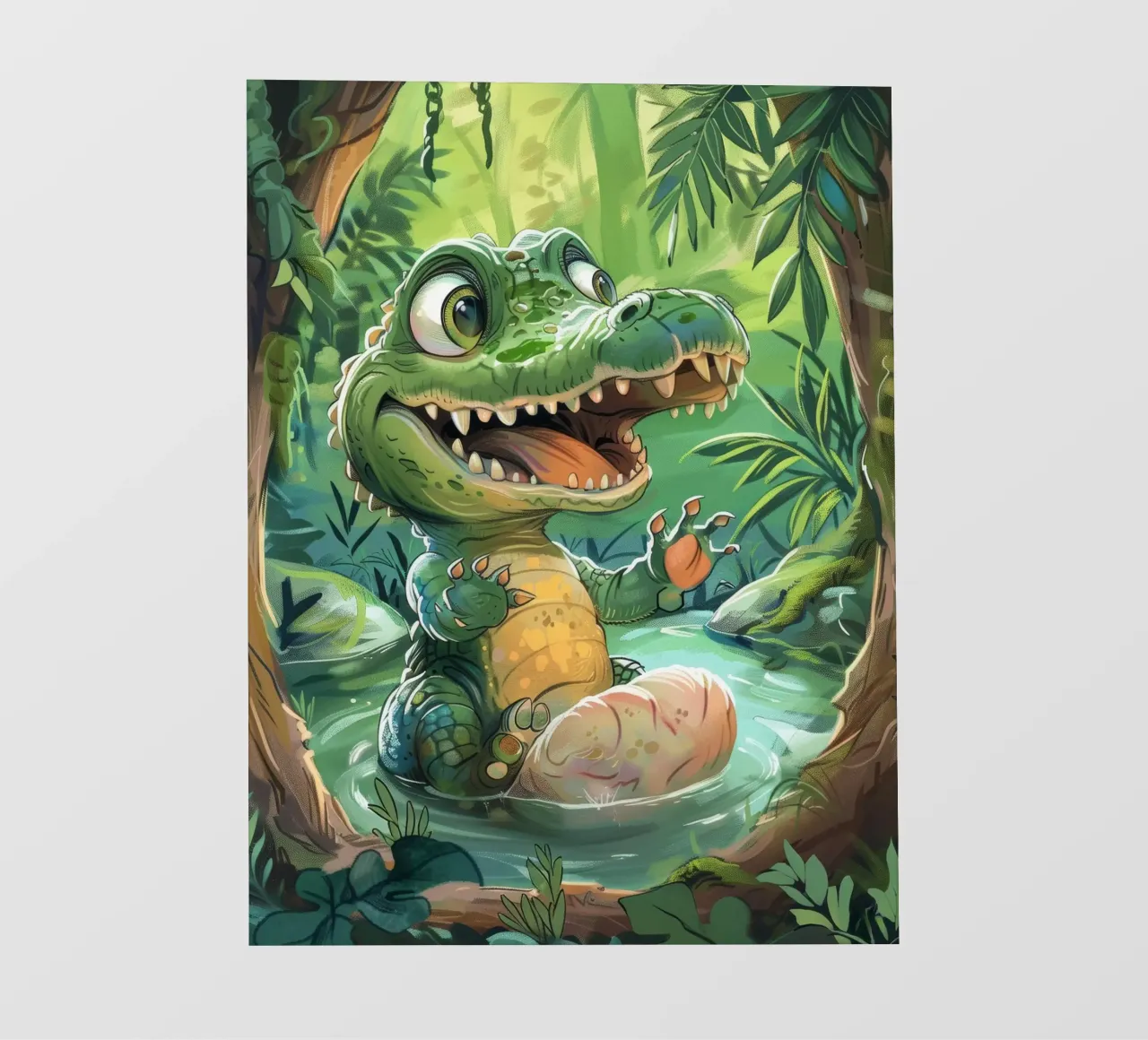 Piccolo alligatore sorridente nell'acqua pellicola backlit da DesignDoodle