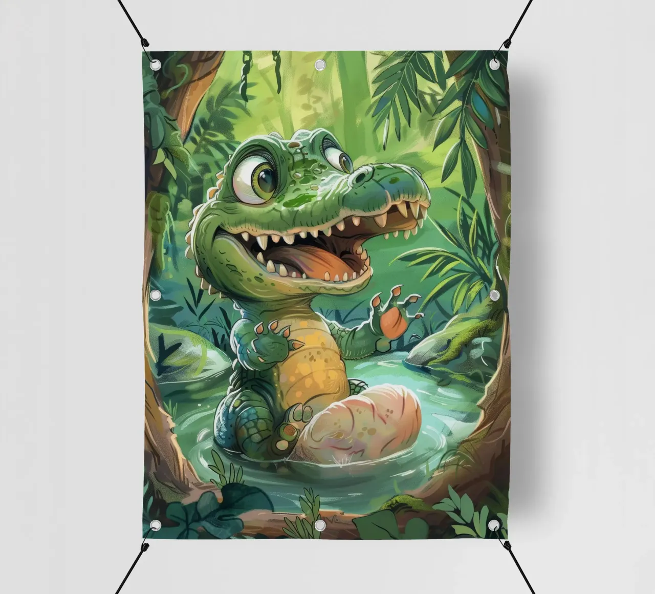 Piccolo alligatore sorridente nell'acqua telo in pvc da DesignDoodle