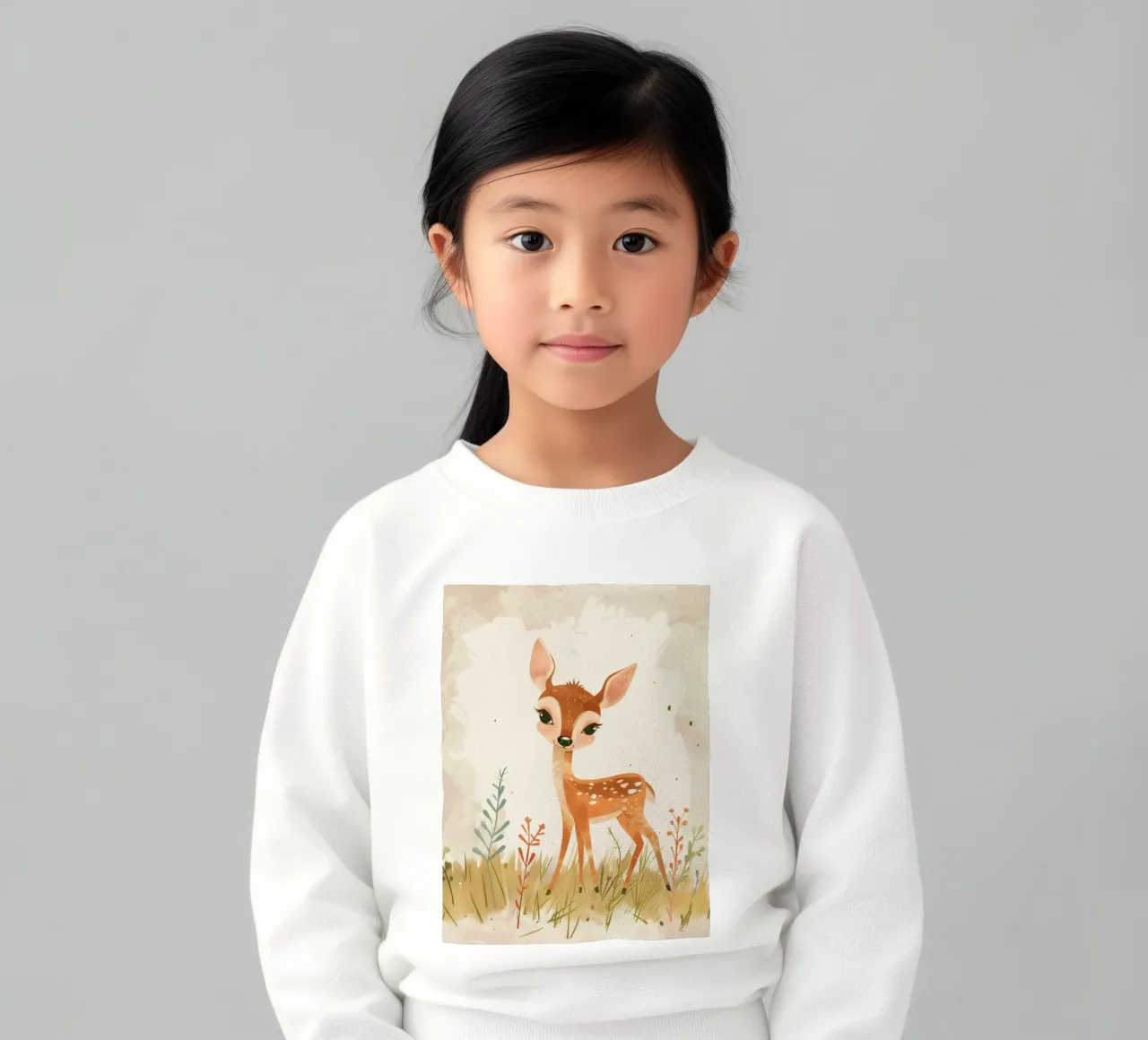 Charming Fawn in the Meadow kids sweatshirt by DesignDoodle