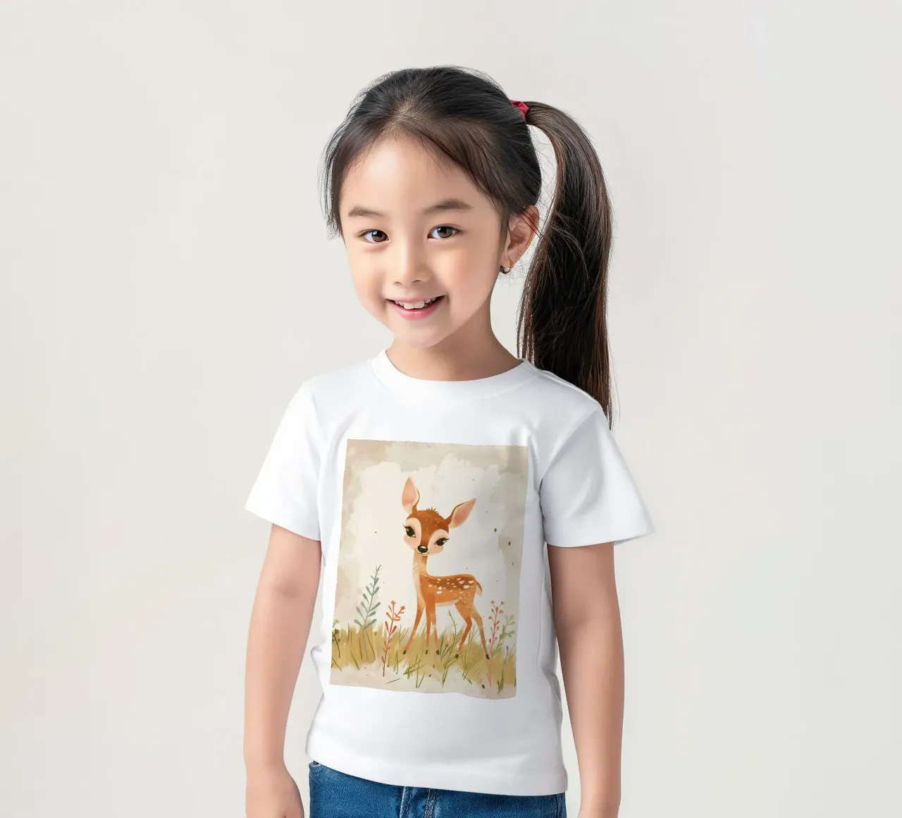 Charming Fawn in the Meadow kids t-shirt by DesignDoodle