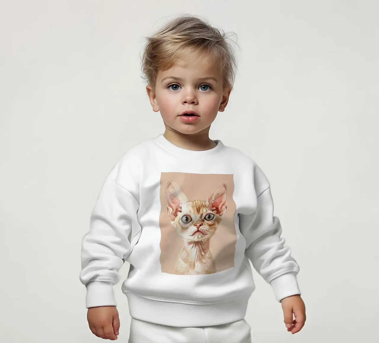 Sereno gatto Devon Rex con occhi chiari felpa neonato da DesignDoodle